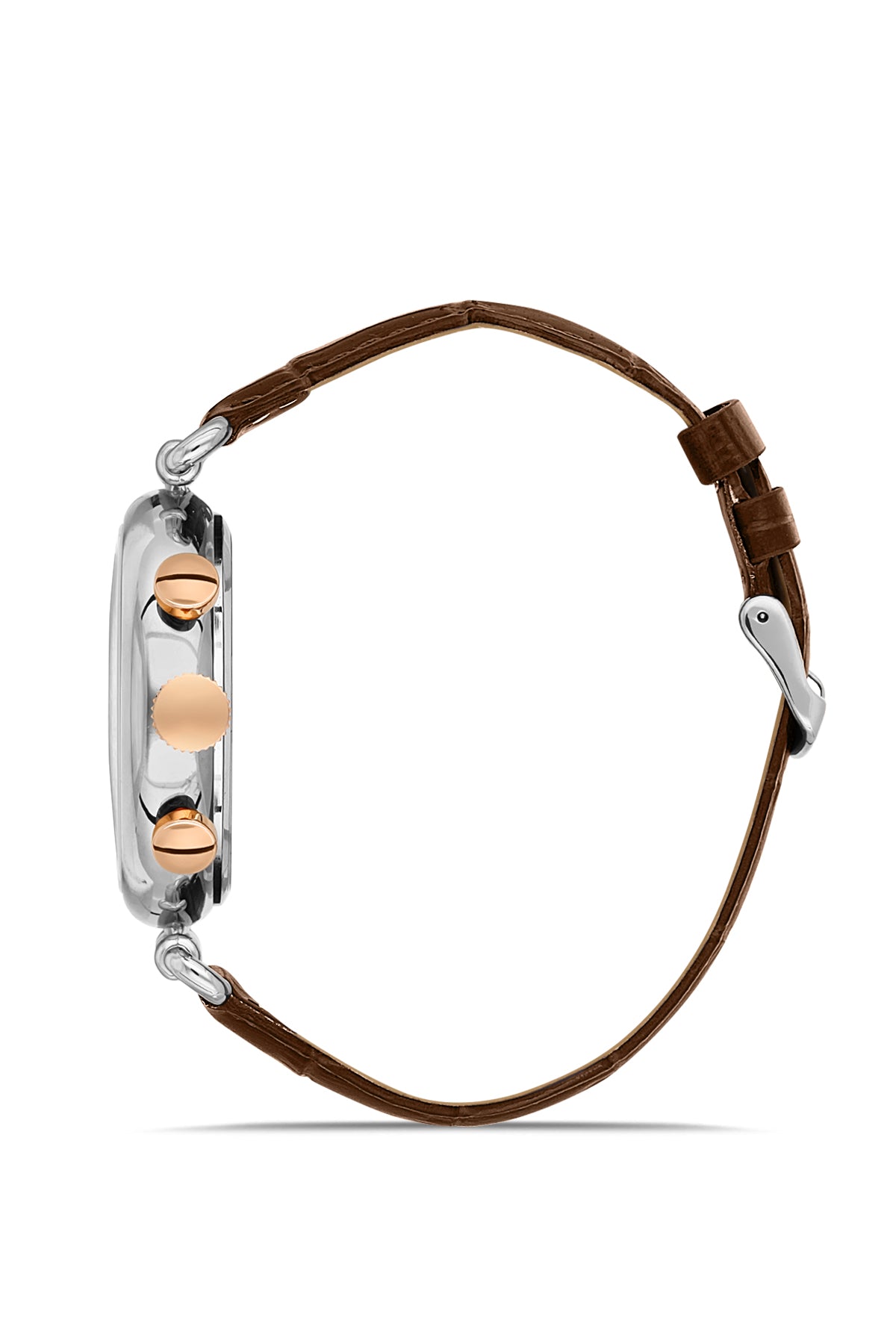 DAVID GUNER Silver Plating Men's Watch with Gray Dial and Brown Leather Band