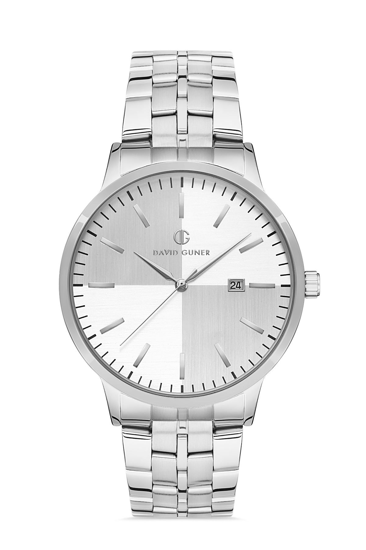 DAVID GUNER Silver Plating Men's Watch with Silver Dial Calendar