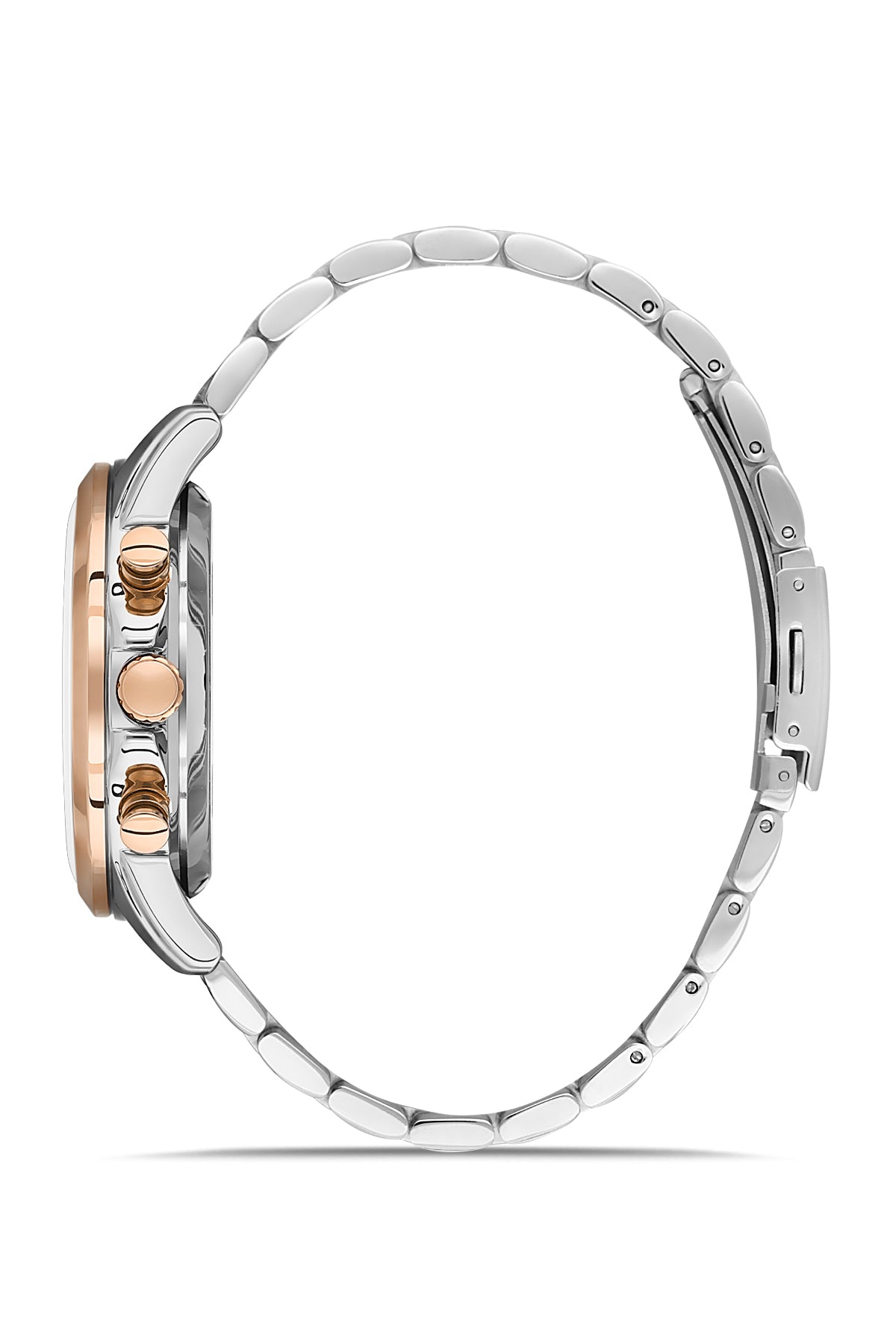 DAVID GUNER Rose Beyaz Kaplama Kahverengi Kadranlı Multi Fonksiyonlu Paslanmaz Masif Çelik Erkek Kol Saati - DG-8649GA-E6