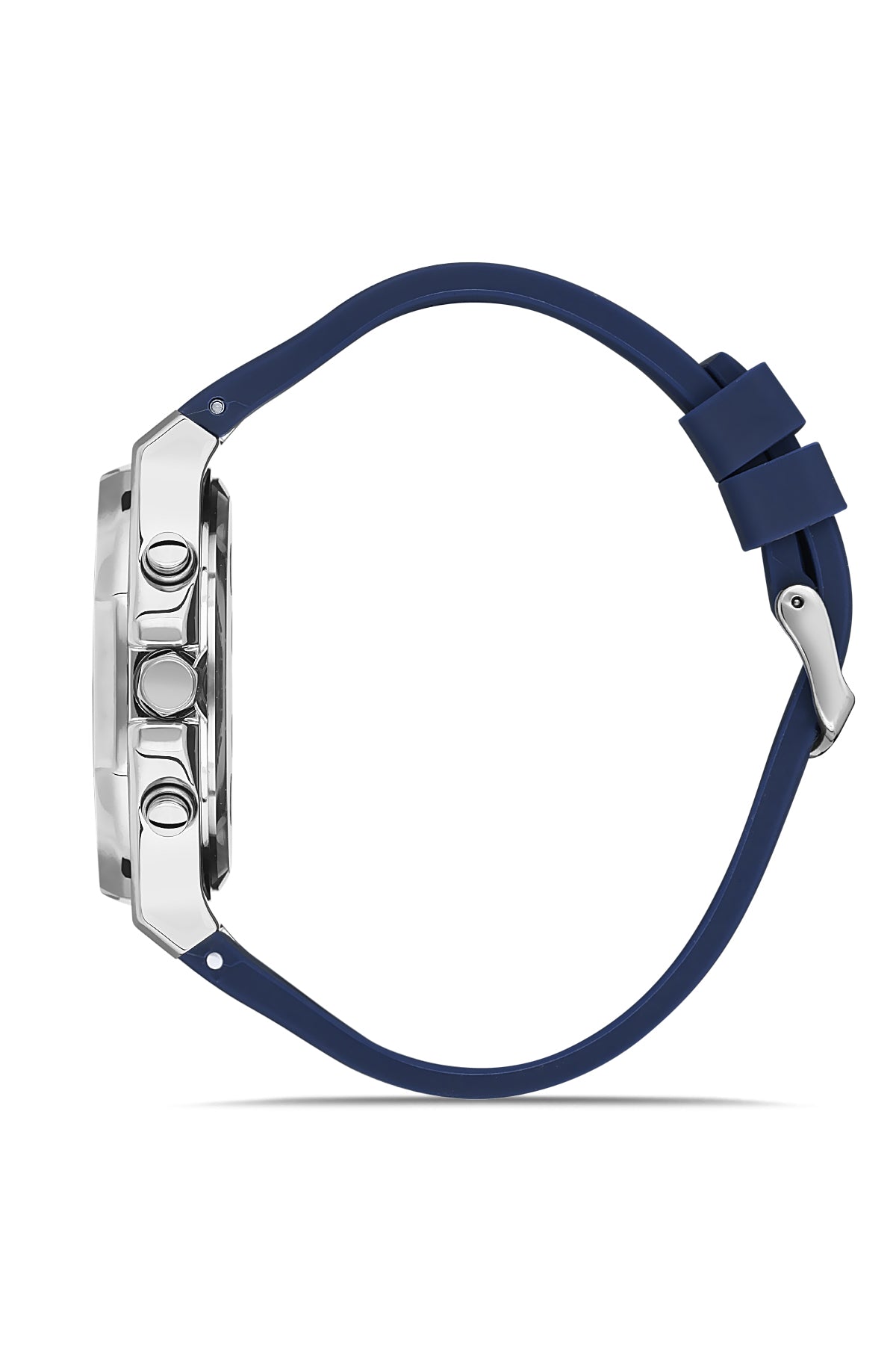 DAVID GUNER Silver Plating Men's Watch with Navy Blue Dial and Navy Blue Silicone Band