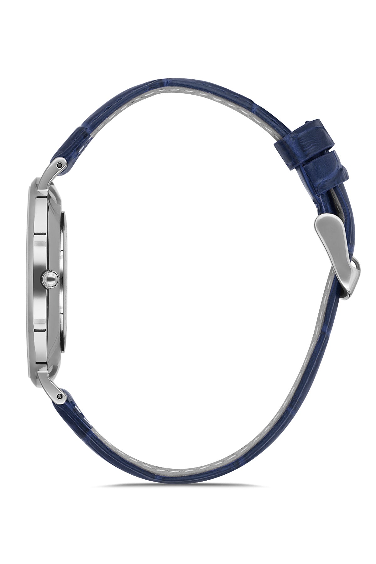 DAVID GUNER Mavi Kadranlı Gümüş Kaplamalı Erkek Deri Kol Saati - DG-8074GB-L3