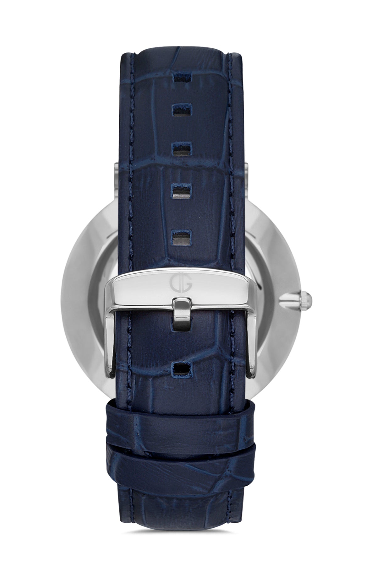 DAVID GUNER Mavi Kadranlı Gümüş Kaplamalı Erkek Deri Kol Saati - DG-8074GB-L3
