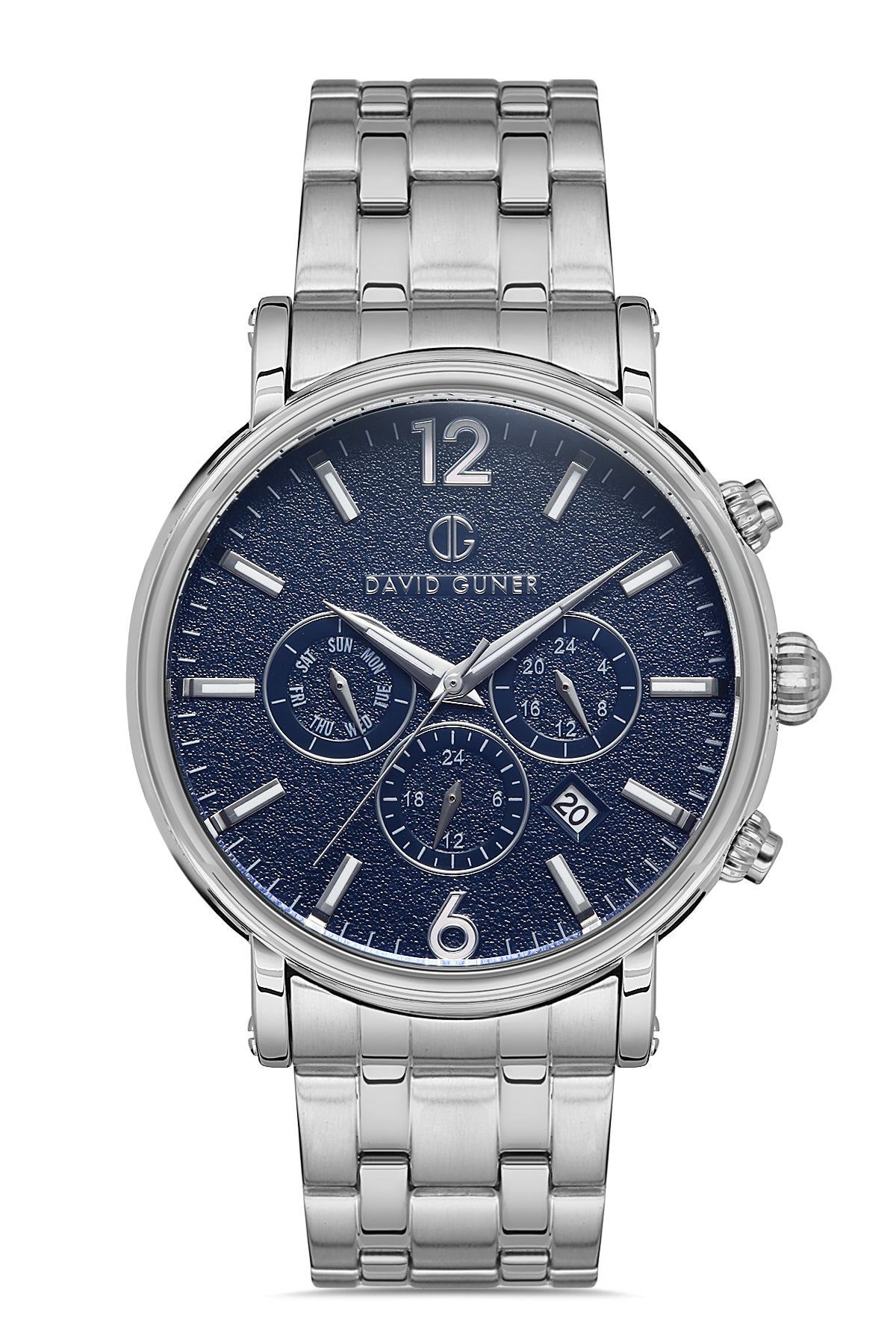 DAVID GUNER GÜMÜŞ KAPLAMALI MAVİ KADRANLI ERKEK KOL SAATİ DG-8187GA-A3