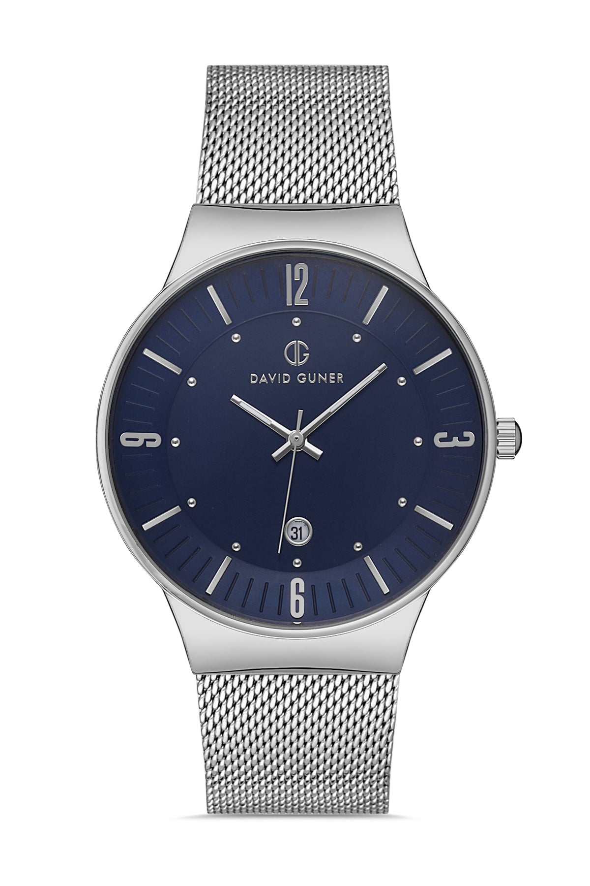DAVID GUNER GÜMÜŞ KAPLAMALI MAVİ KADRANLI ERKEK KOL SAATİ DG-8214GC-A3