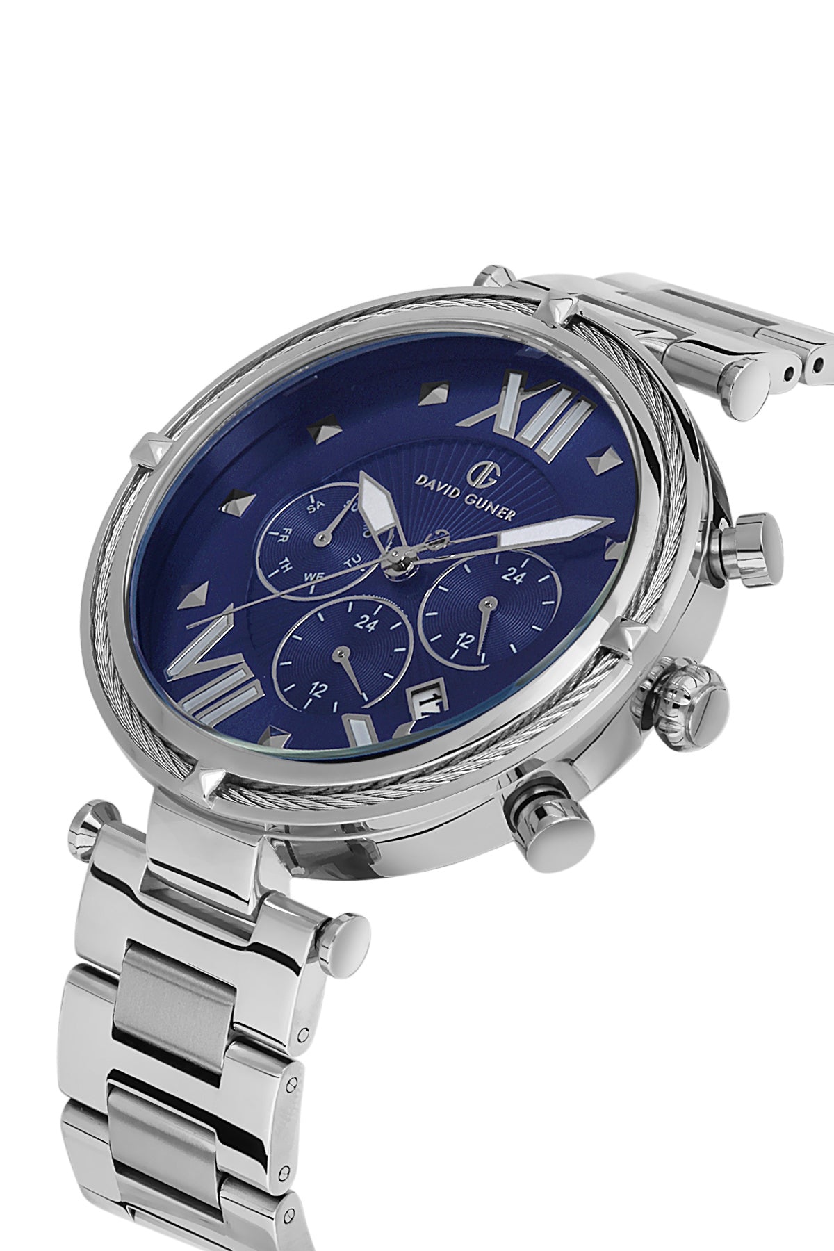 DAVID GUNER GÜMÜŞ KAPLAMALI MAVİ KADRANLI ERKEK KOL SAATİ - DG-8273GA-A3