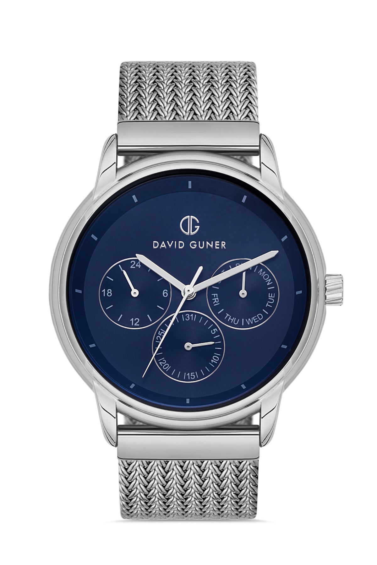 DAVID GUNER GÜMÜŞ KAPLAMALI MAVİ KADRANLI ERKEK KOL SAATİ - DG-8294GC-A3