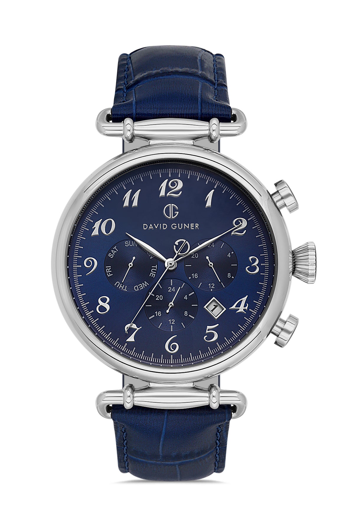 DAVID GUNER Lacivert Kadranlı Multifonksiyonlu Lacivert Deri Kordonlu Erkek Kol Saati - DG-8384GB-L3