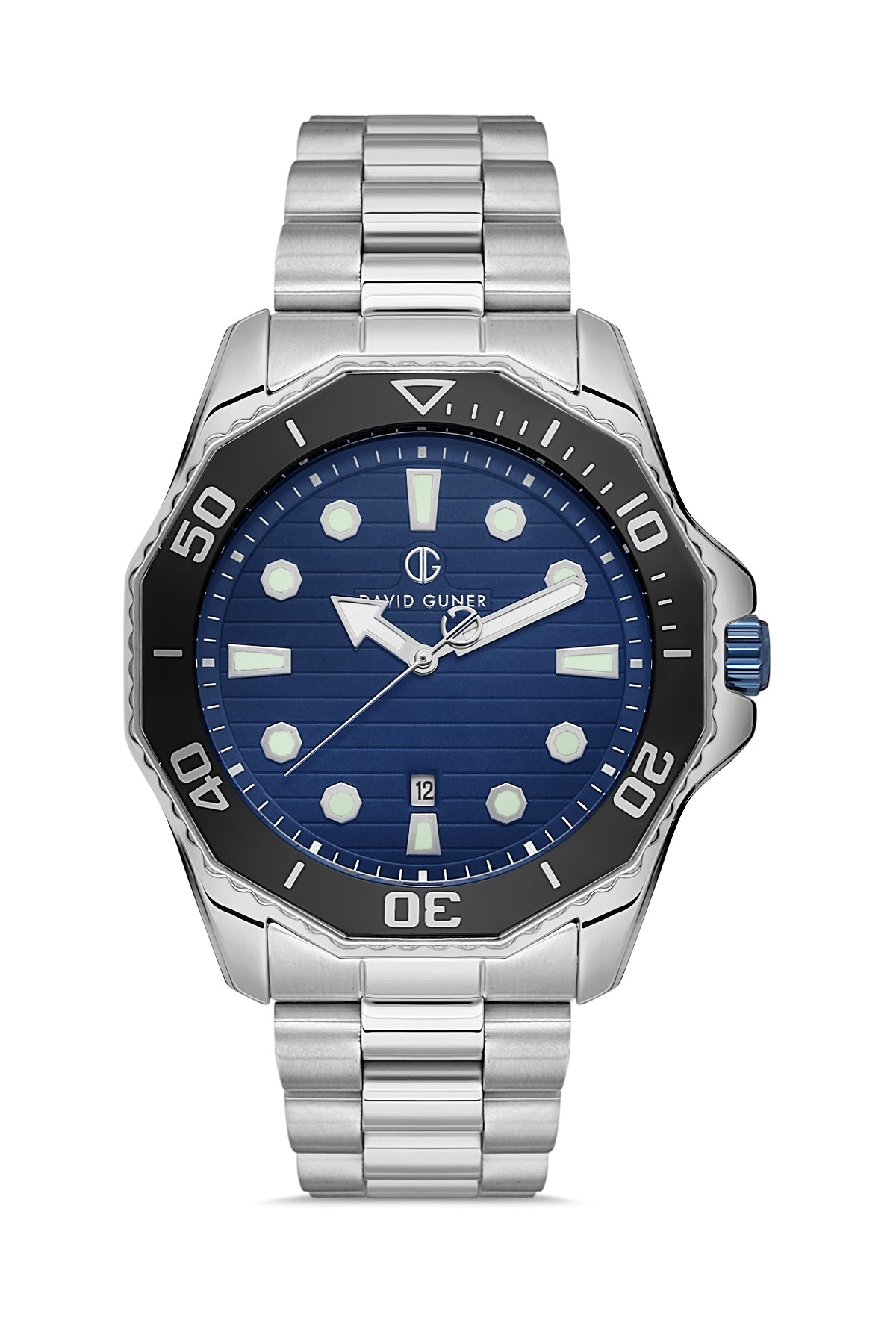 DAVID GUNER GÜMÜŞ KAPLAMALI MAVİ KADRANLI ERKEK KOL SAATİ - DG-8394GA-A3