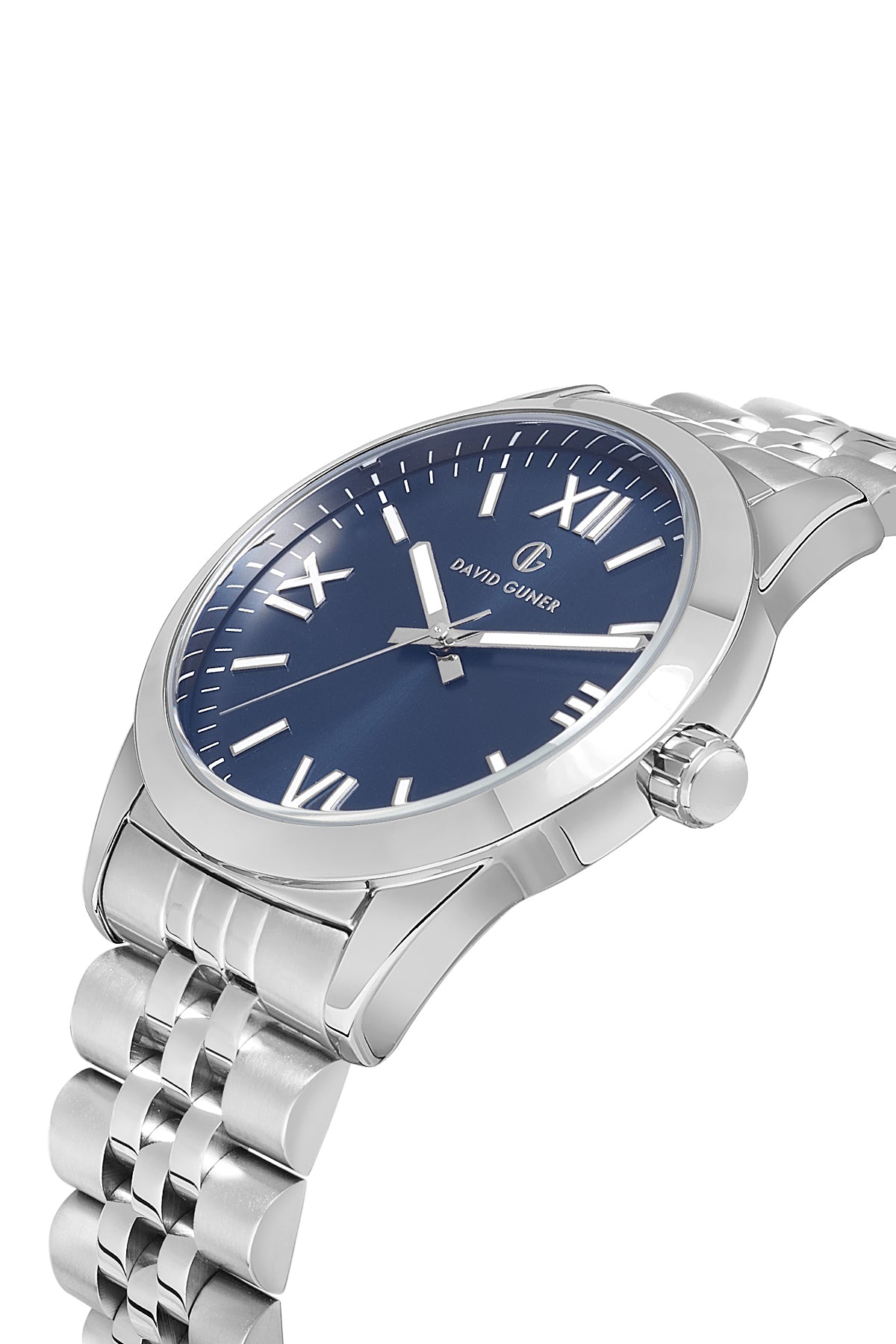 DAVID GUNER Gümüş Kaplamalı Mavi Kadranlı Erkek Kol Saati - DG-8502GA-A3