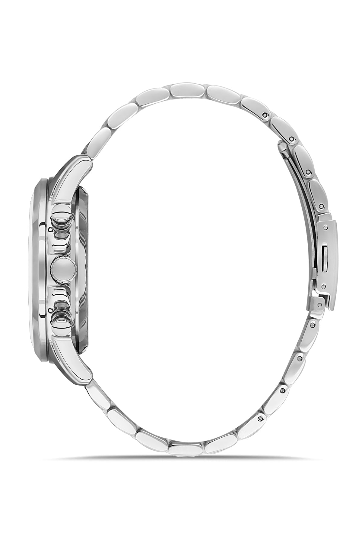 DAVID GUNER Gümüş Kaplama Siyah Kadranlı Multi Fonksiyonlu Paslanmaz Masif Çelik Erkek Kol Saati - DG-8649GA-A2