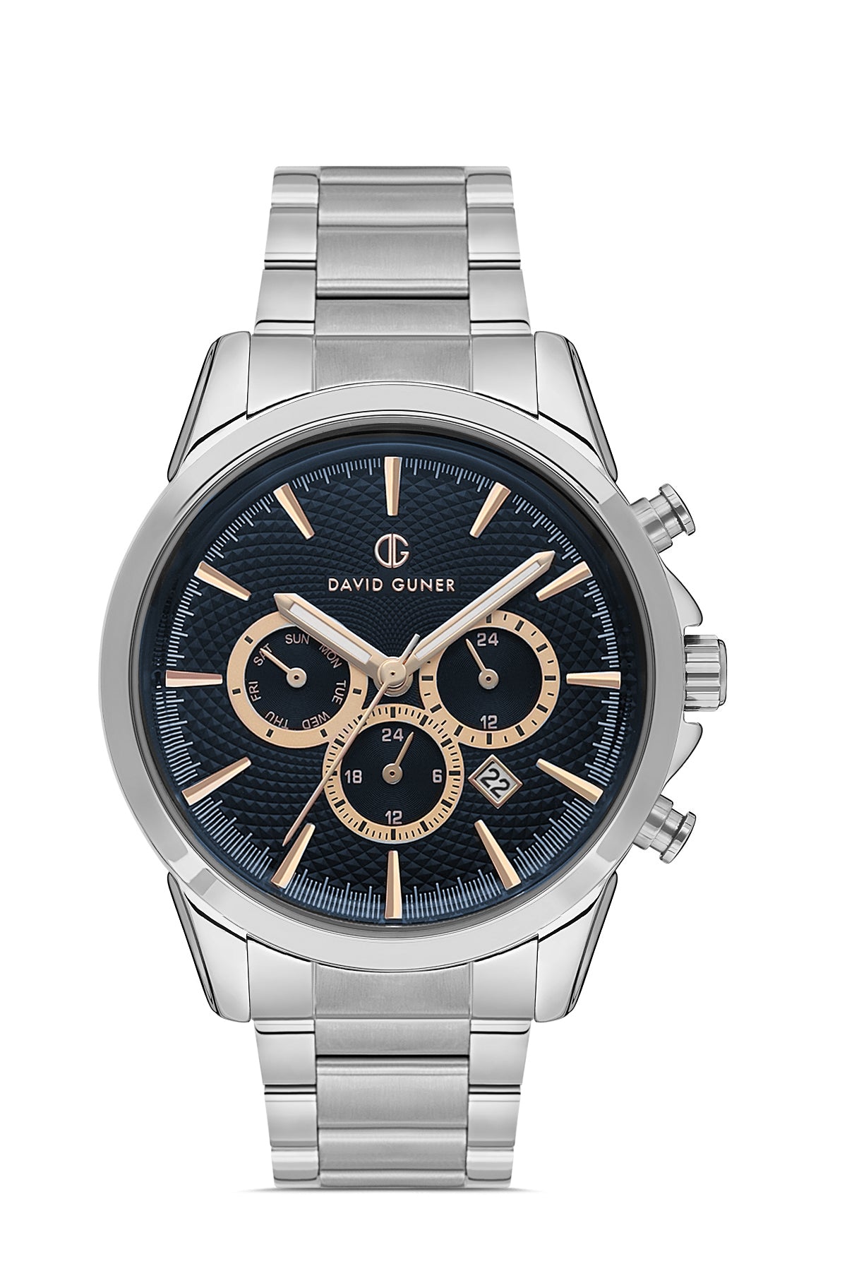 DAVID GUNER GÜMÜŞ KAPLAMALI MAVİ KADRANLI ERKEK KOL SAATİ DG-8649GA-A3A