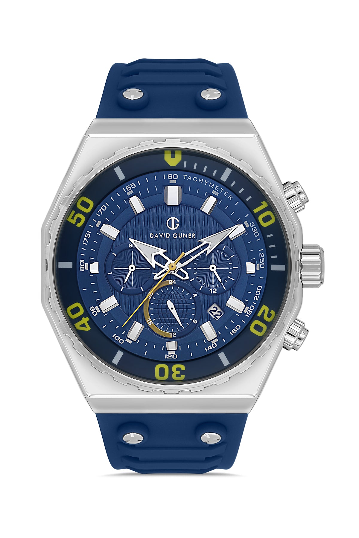 DAVID GUNER Mavi Kadranlı Gümüş Kaplamalı Erkek Kol Saati - DG-8665GD-L3
