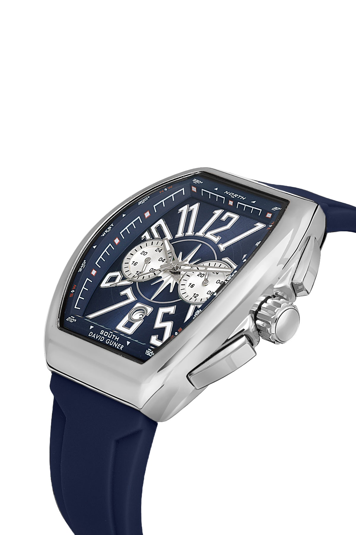 DAVID GUNER Gümüş Kaplama Mavi Kadranlı Multi Fonksiyonlu Erkek Kol Saati