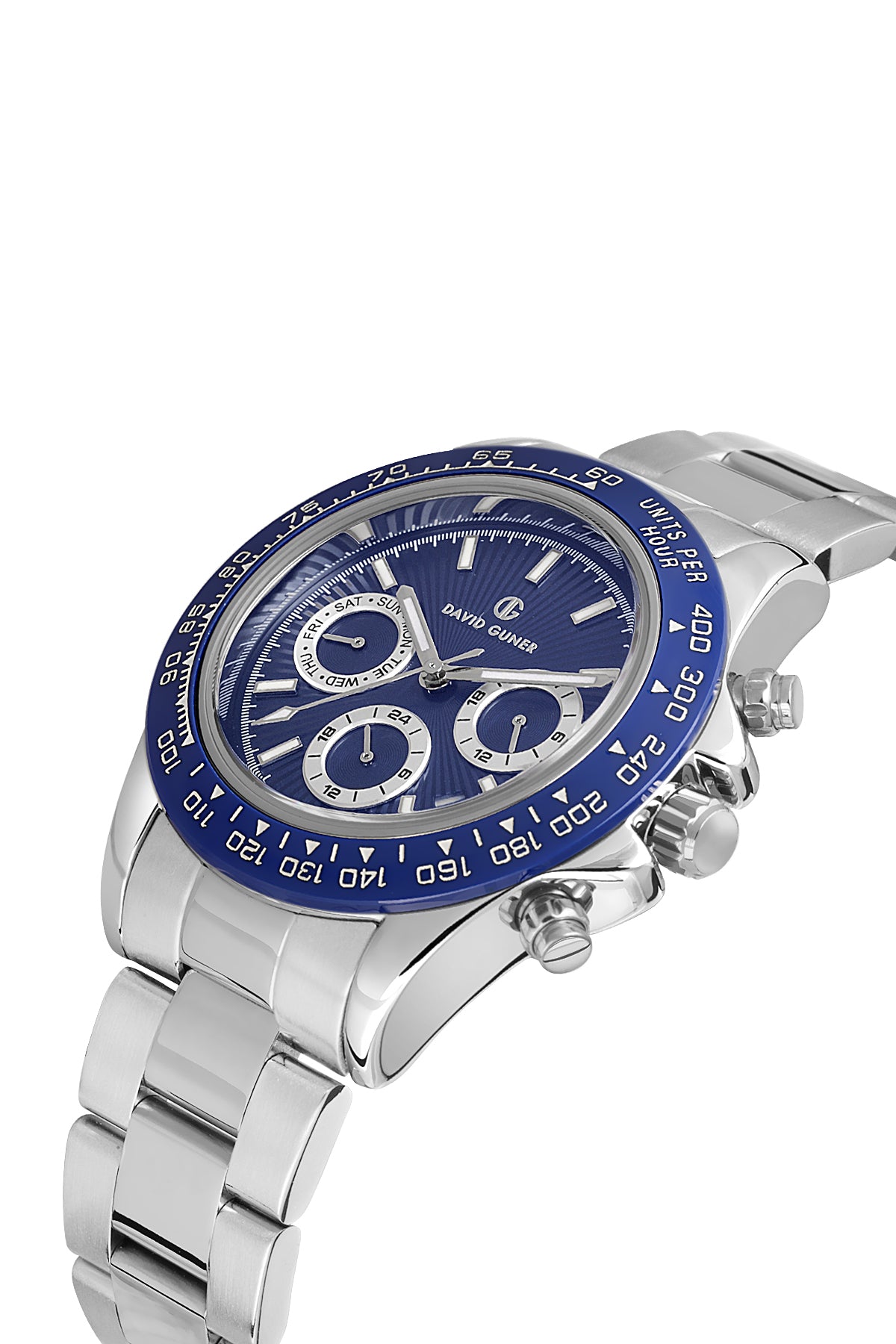 DAVID GUNER GÜMÜŞ KAPLAMALI MAVİ KADRANLI ERKEK KOL SAATİ DG-8711GA-A3