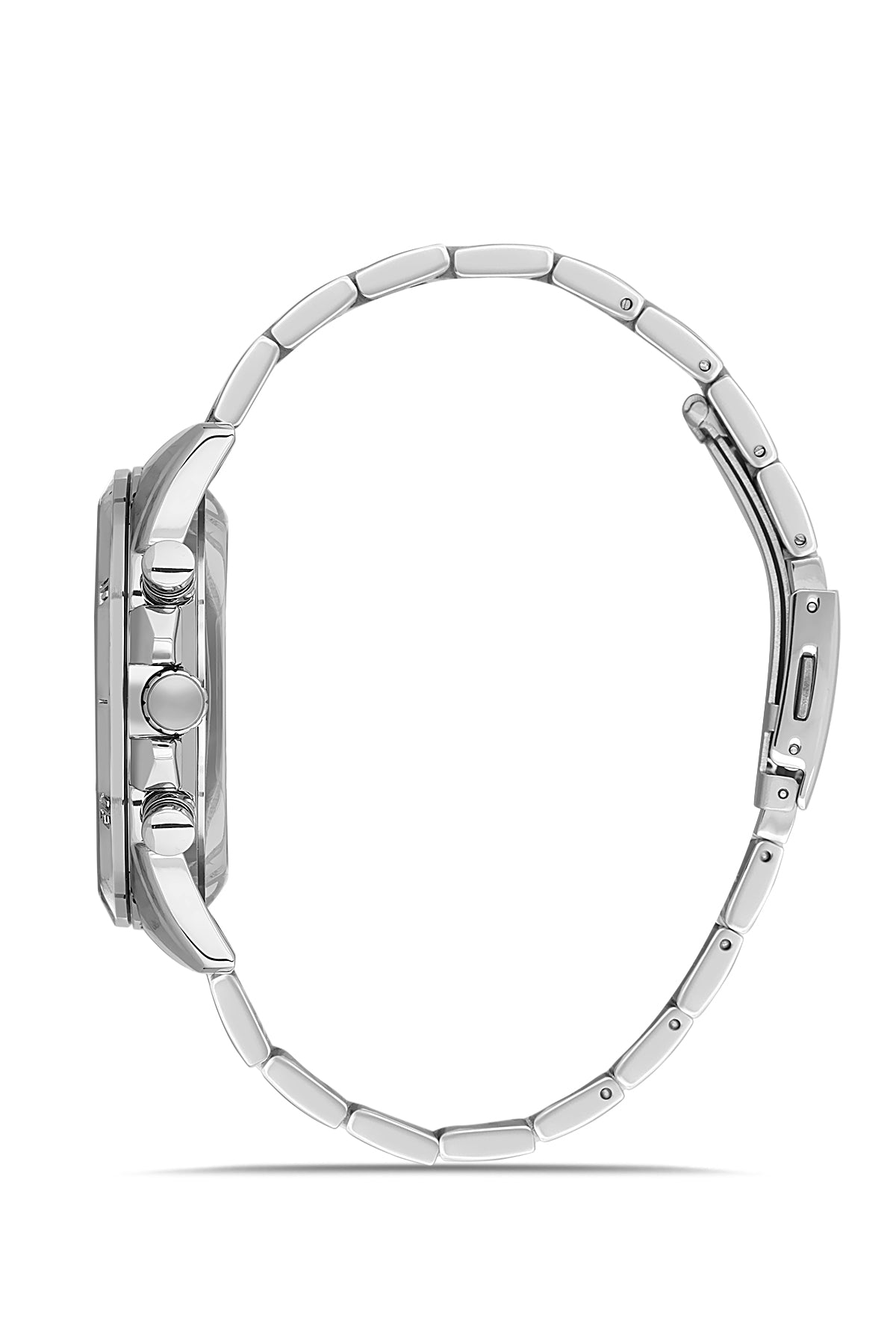 DAVID GUNER Gümüş Kaplama Lacivert Kadranlı Paslanmaz Masif Çelik Erkek Kol Saati - DG-8748GA-A3