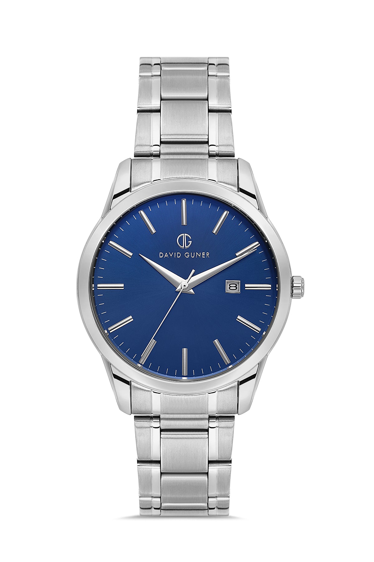 DAVID GUNER Gümüş Kadranlı Mavi Kadranlı Takvimli Erkek Kol Saati