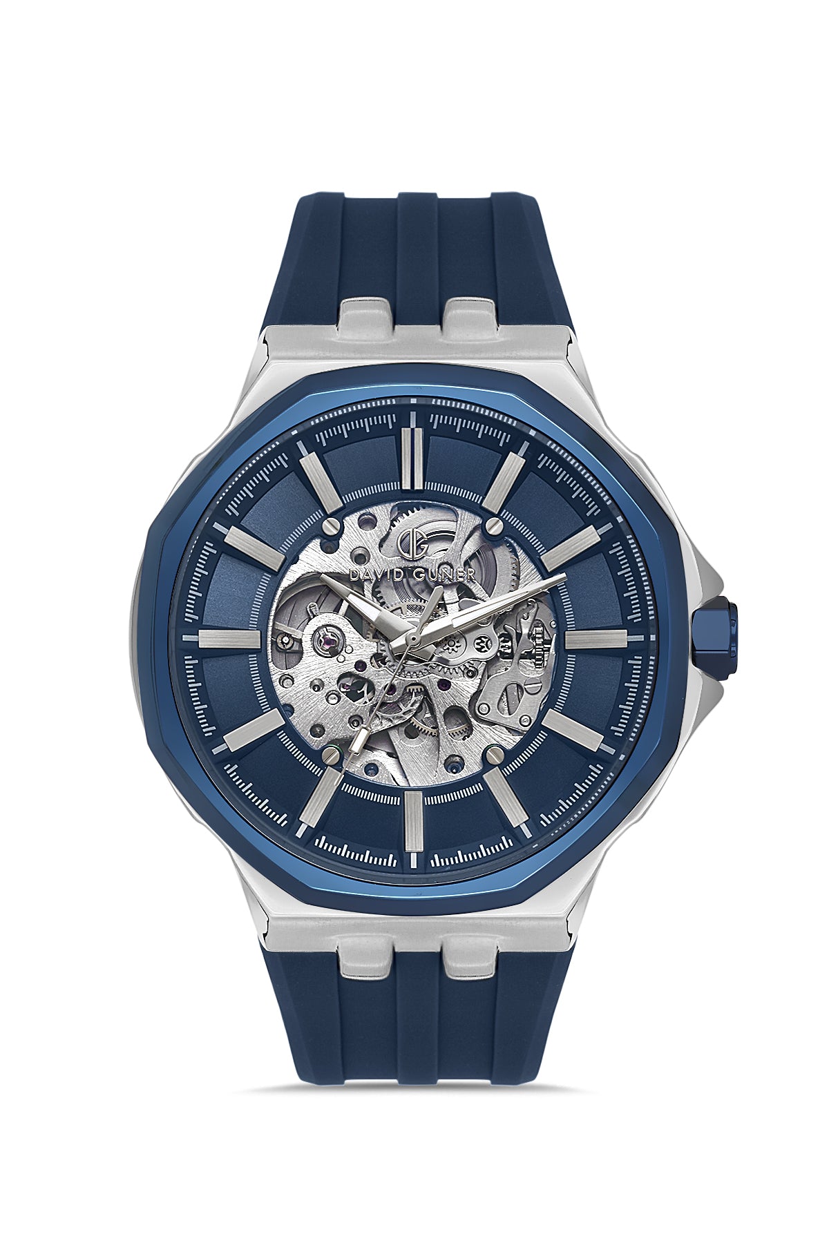 DAVID GUNER Gümüş Kaplamalı Mavi Kadranlı Erkek Kol Saati - DG-8823GD-L3