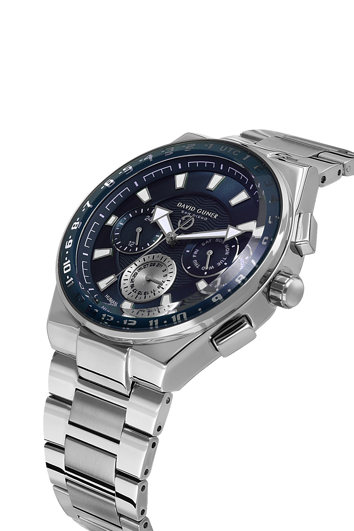 DAVID GUNER Gümüş Kaplamalı Mavi Kadranlı Erkek Kol Saati - DG-8898GA-A3