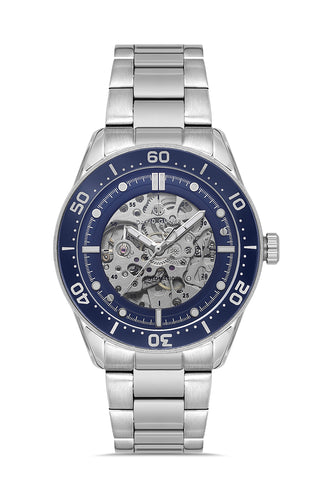 Davıd Guner Silver Plating Blue Dial Automatic Men's Watch