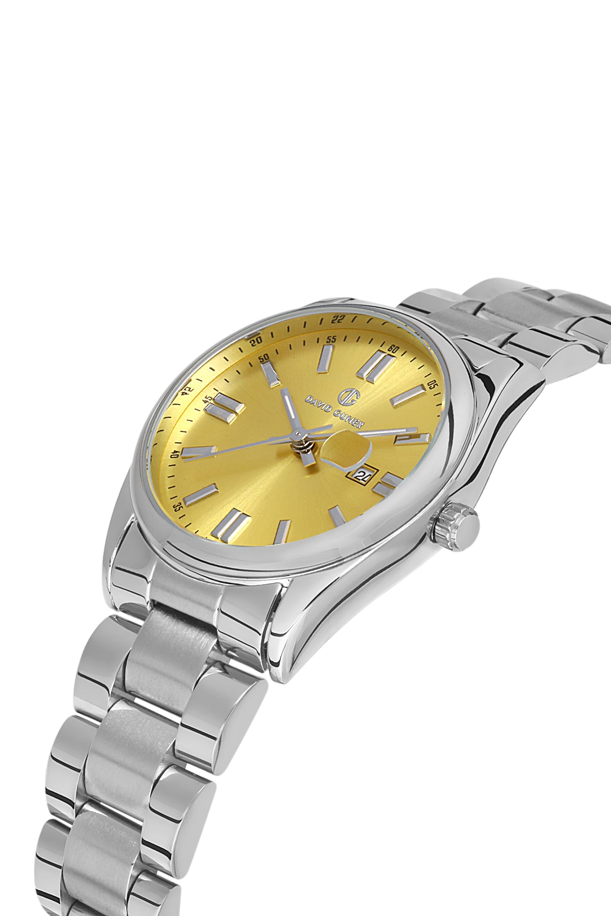 DAVID GUNER GÜMÜŞ KAPLAMALI SARI KADRANLI KADIN KOL SAATİ - DG-8391LA-A12