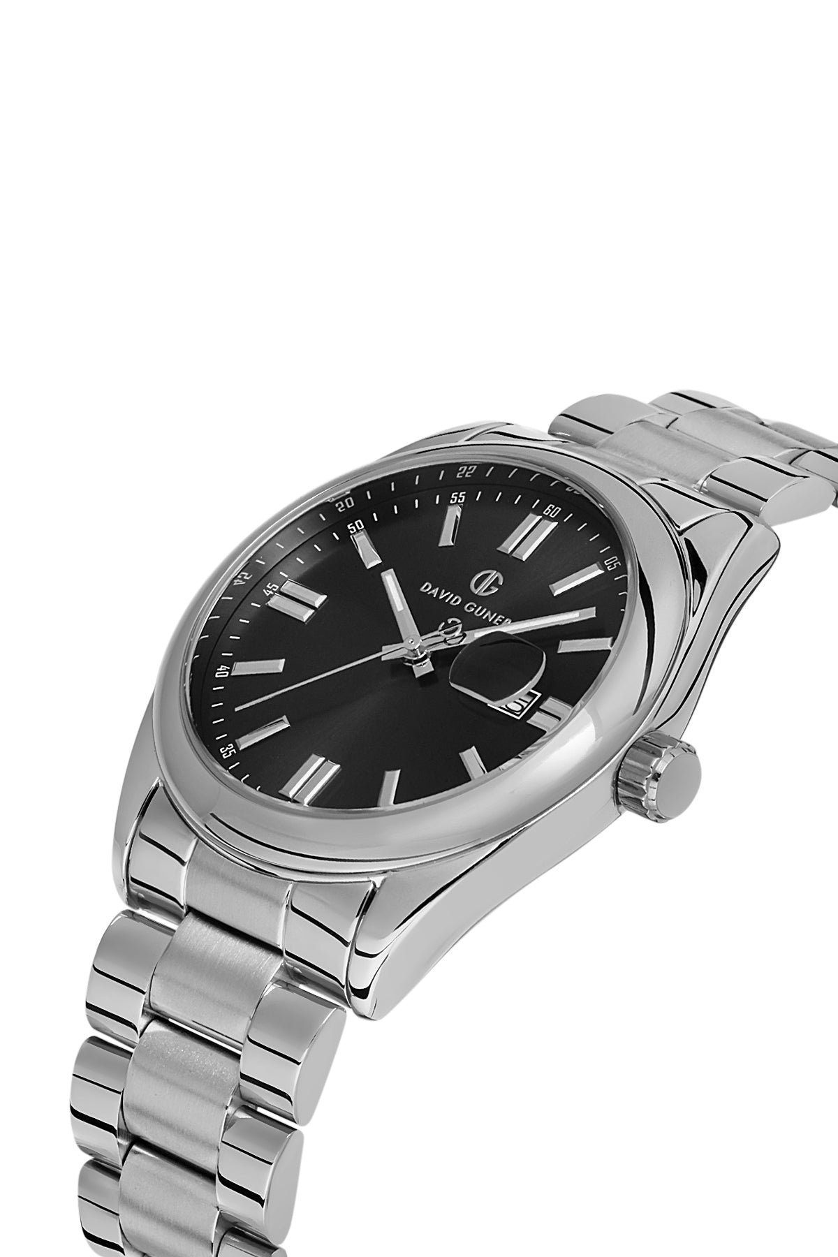 DAVID GUNER GÜMÜŞ KAPLAMALI SİYAH KADRANLI ERKEK KOL SAATİ - DG-8390GA-A2