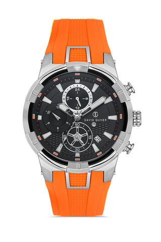 DAVID GUNER GÜMÜŞ KAPLAMALI SİYAH KADRANLI ERKEK KOL SAATİ - DG-8722GD-AD2