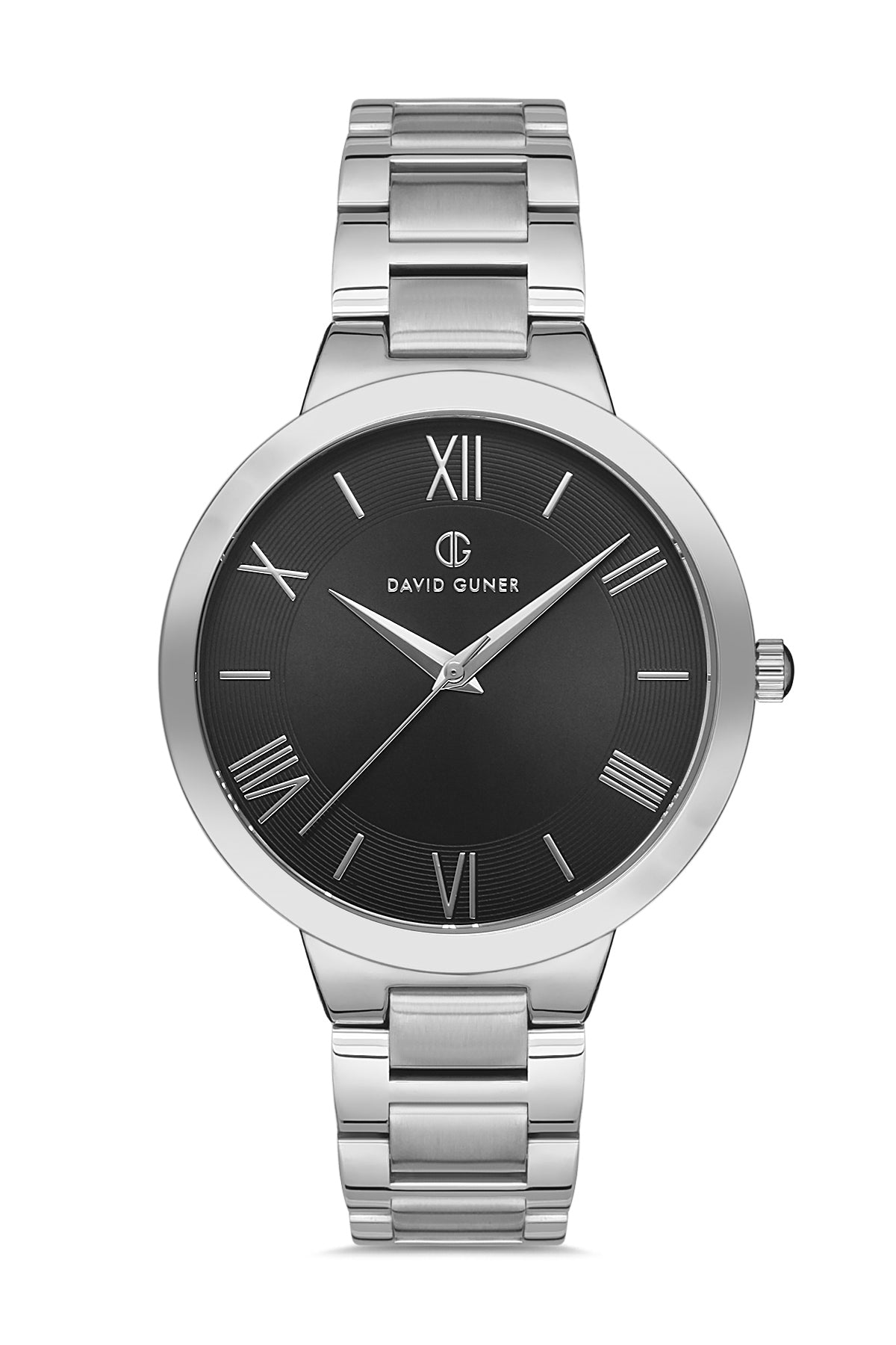 DAVID GUNER GÜMÜŞ KAPLAMALI SİYAH KADRANLI ERKEK KOL SAATİ - DG-8146GA-A2