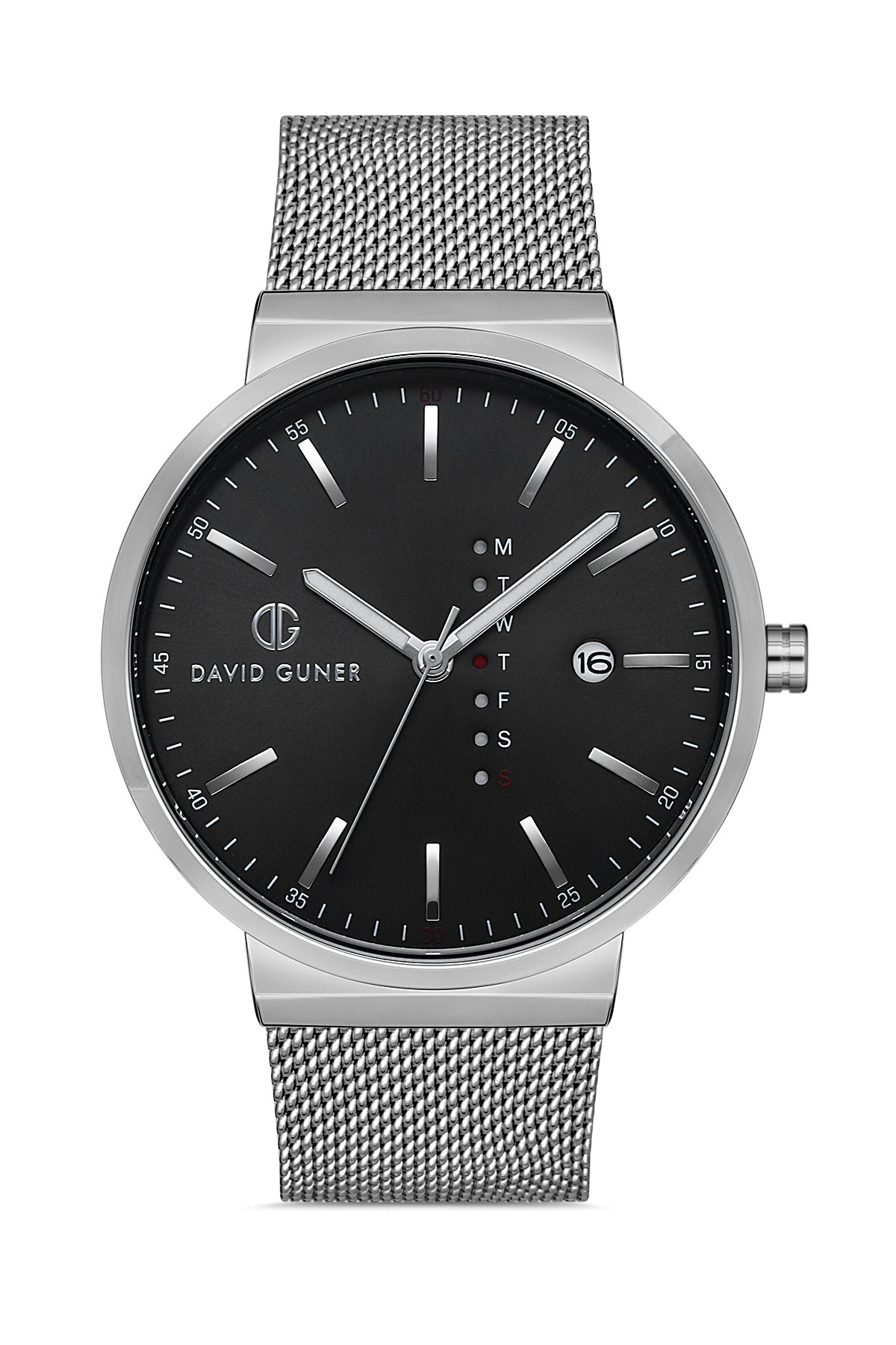 DAVID GUNER GÜMÜŞ KAPLAMALI SİYAH KADRANLI ERKEK KOL SAATİ - DG-8240GC-A2