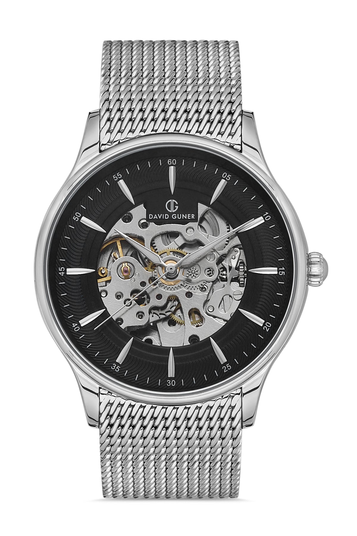 DAVID GUNER GÜMÜŞ KAPLAMALI SİYAH KADRANLI ERKEK KOL SAATİ DG-8244GC-A2