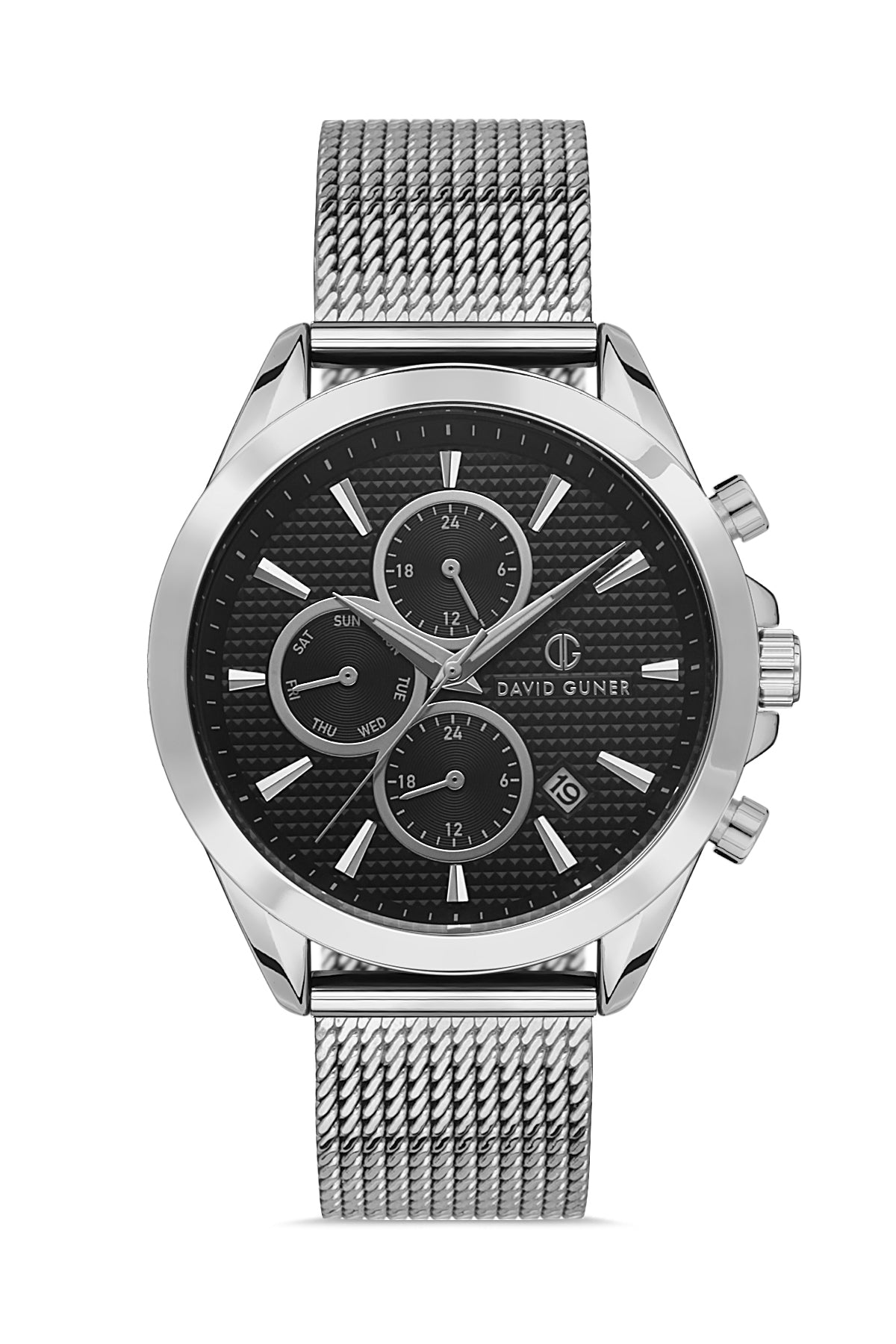 DAVID GUNER GÜMÜŞ KAPLAMALI SİYAH KADRANLI ERKEK KOL SAATİ - DG-8323GC-A2