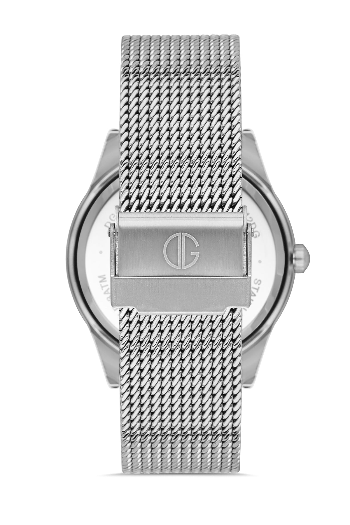 DAVID GUNER Gümüş Kaplama Siyah Kadranlı Takvimli Çelik Örme Kordon Erkek Kol Saati - DG-8328GC-A2