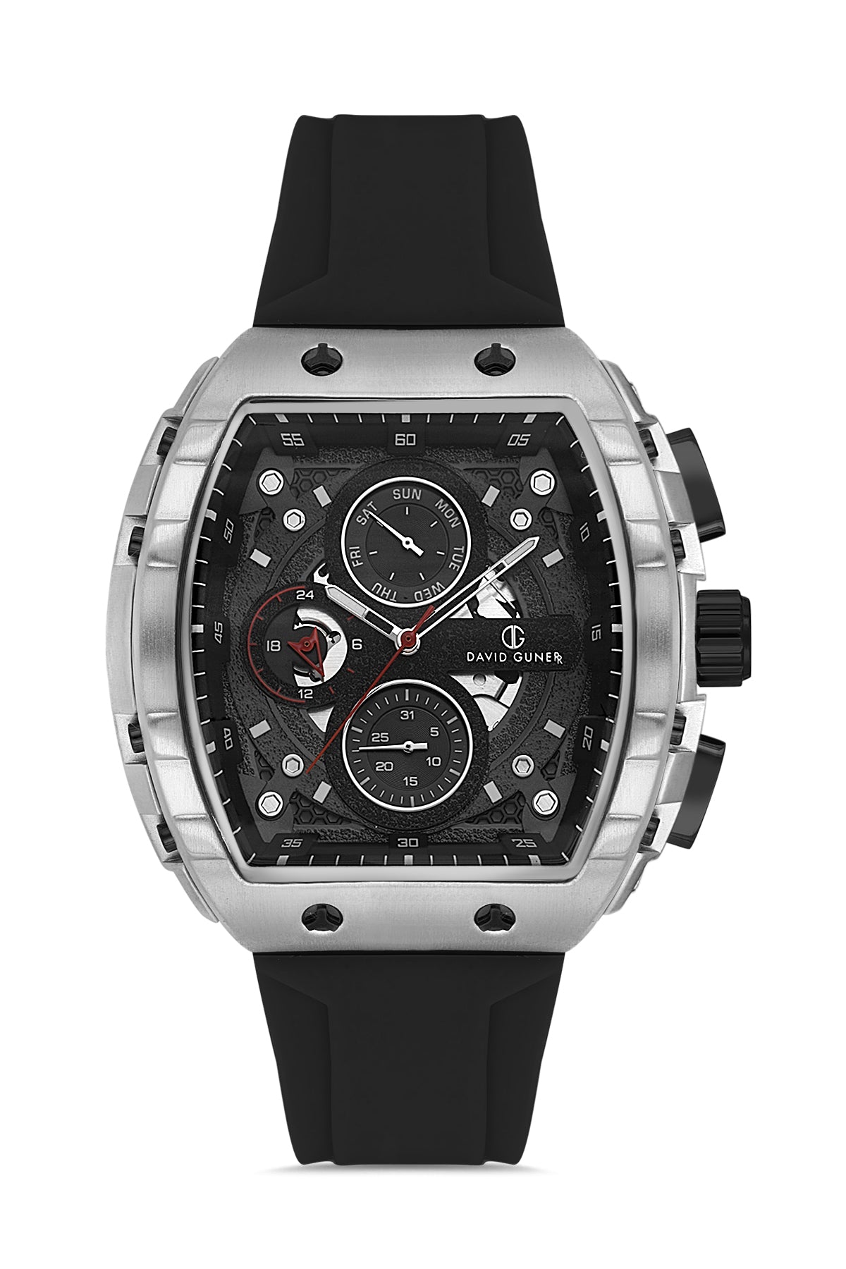 DAVID GUNER Siyah Kadranlı Multi Fonksiyonlu Erkek Kol Saati