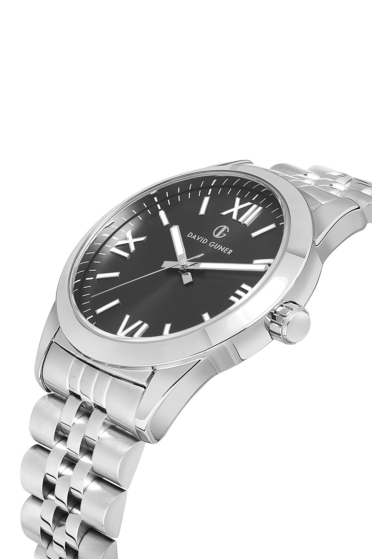 DAVID GUNER Gümüş Kaplamalı Siyah Kadranlı Erkek Kol Saati - DG-8502GA-A2