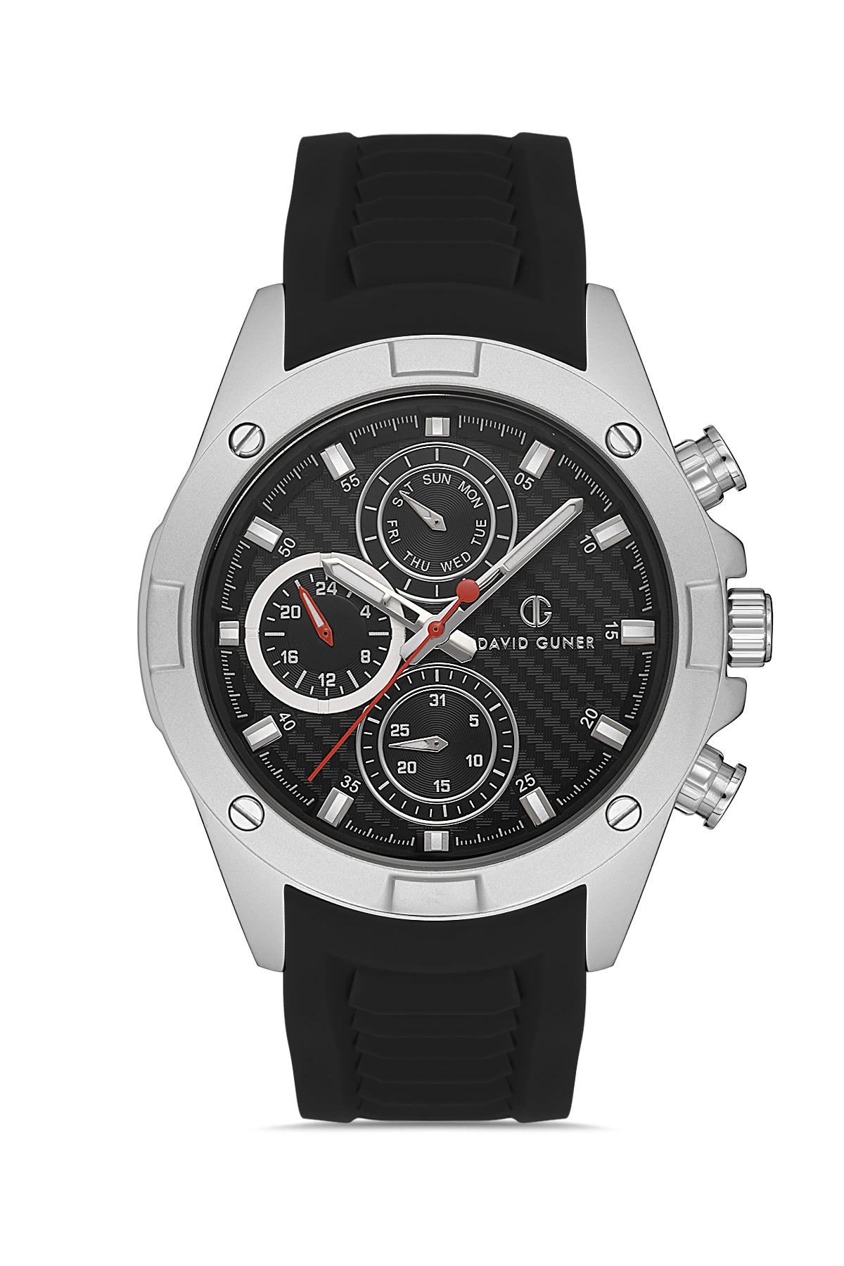 DAVID GUNER GÜMÜŞ KAPLAMALI SİYAH KADRANLI ERKEK KOL SAATİ DG-8609GD-J2