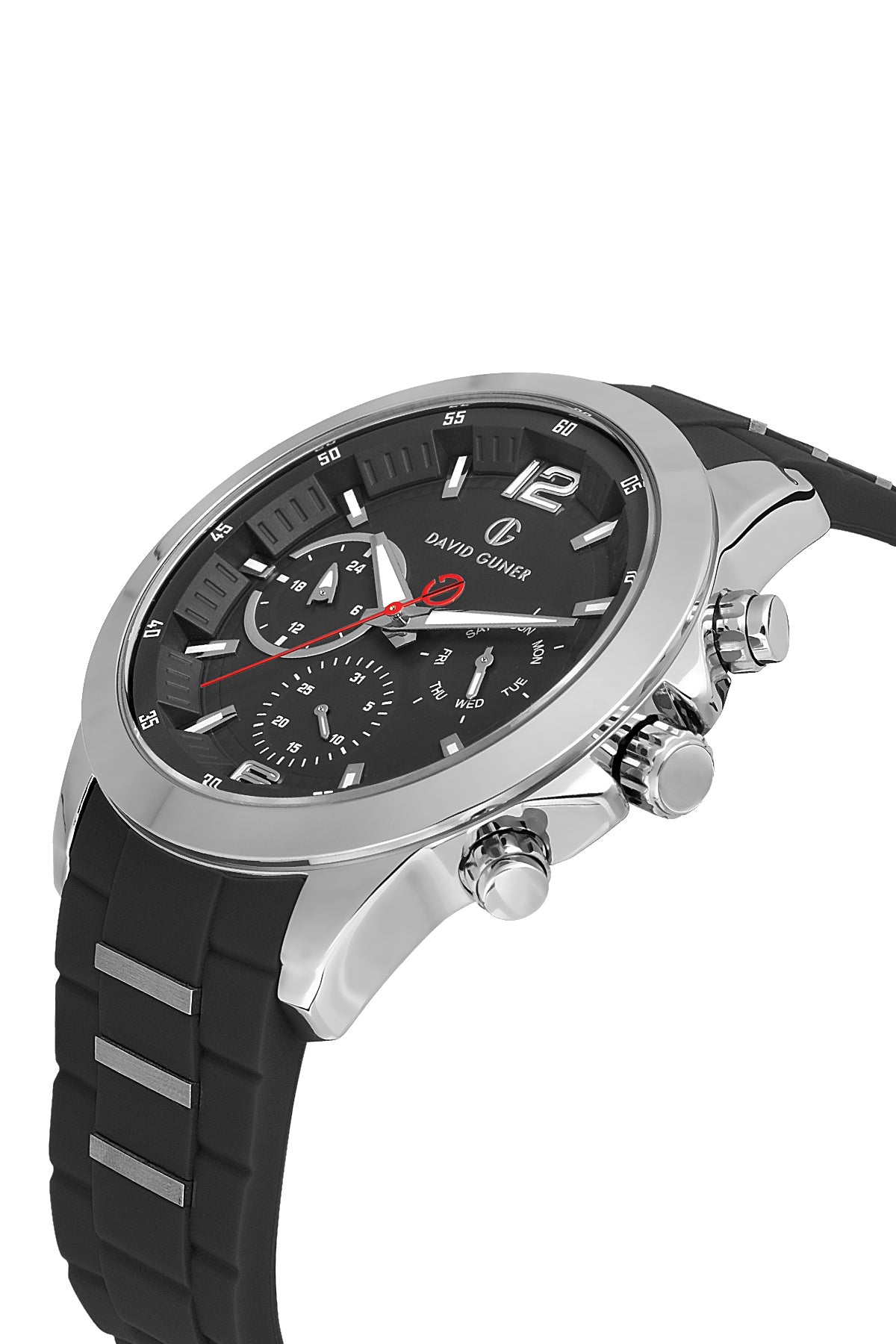 DAVID GUNER GÜMÜŞ KAPLAMALI SİYAH KADRANLI ERKEK KOL SAATİ DG-8615GD-J2