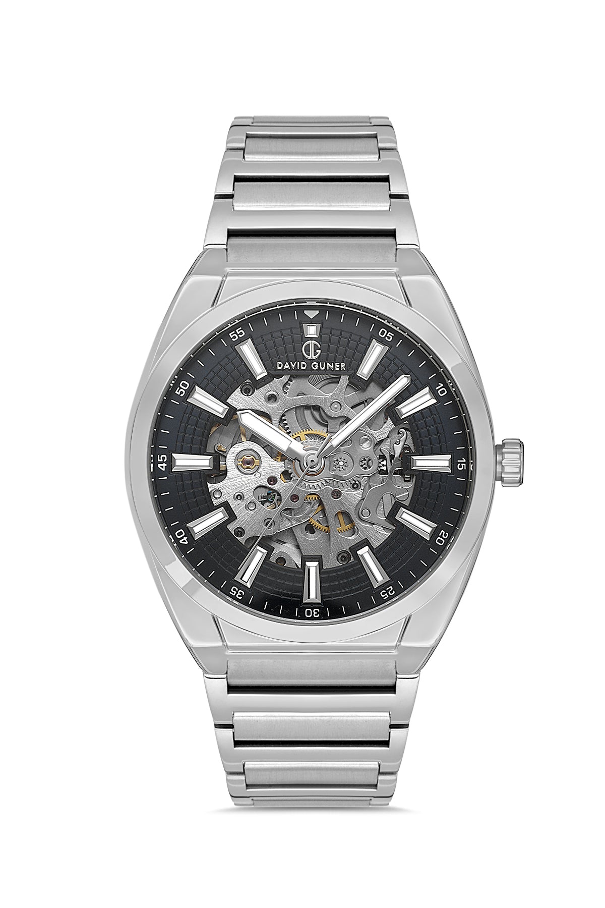 DAVID GUNER GÜMÜŞ KAPLAMALI SİYAH KADRANLI ERKEK KOL SAATİ DG-8653GA-A2