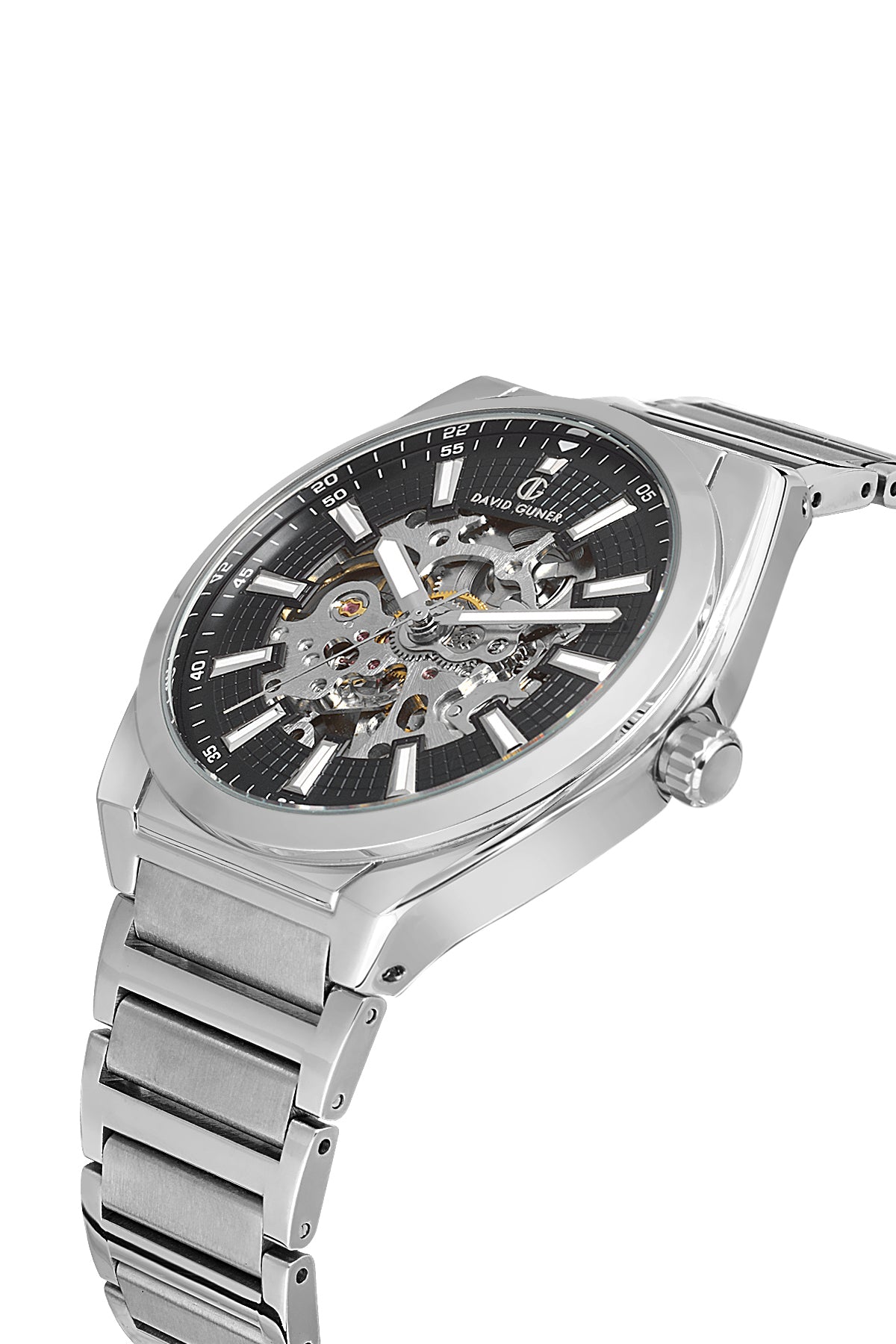 DAVID GUNER GÜMÜŞ KAPLAMALI SİYAH KADRANLI ERKEK KOL SAATİ DG-8653GA-A2