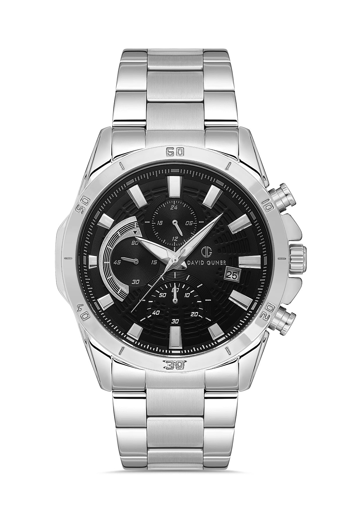 Davıd Guner Silver Plating Black Dial Men's Watch