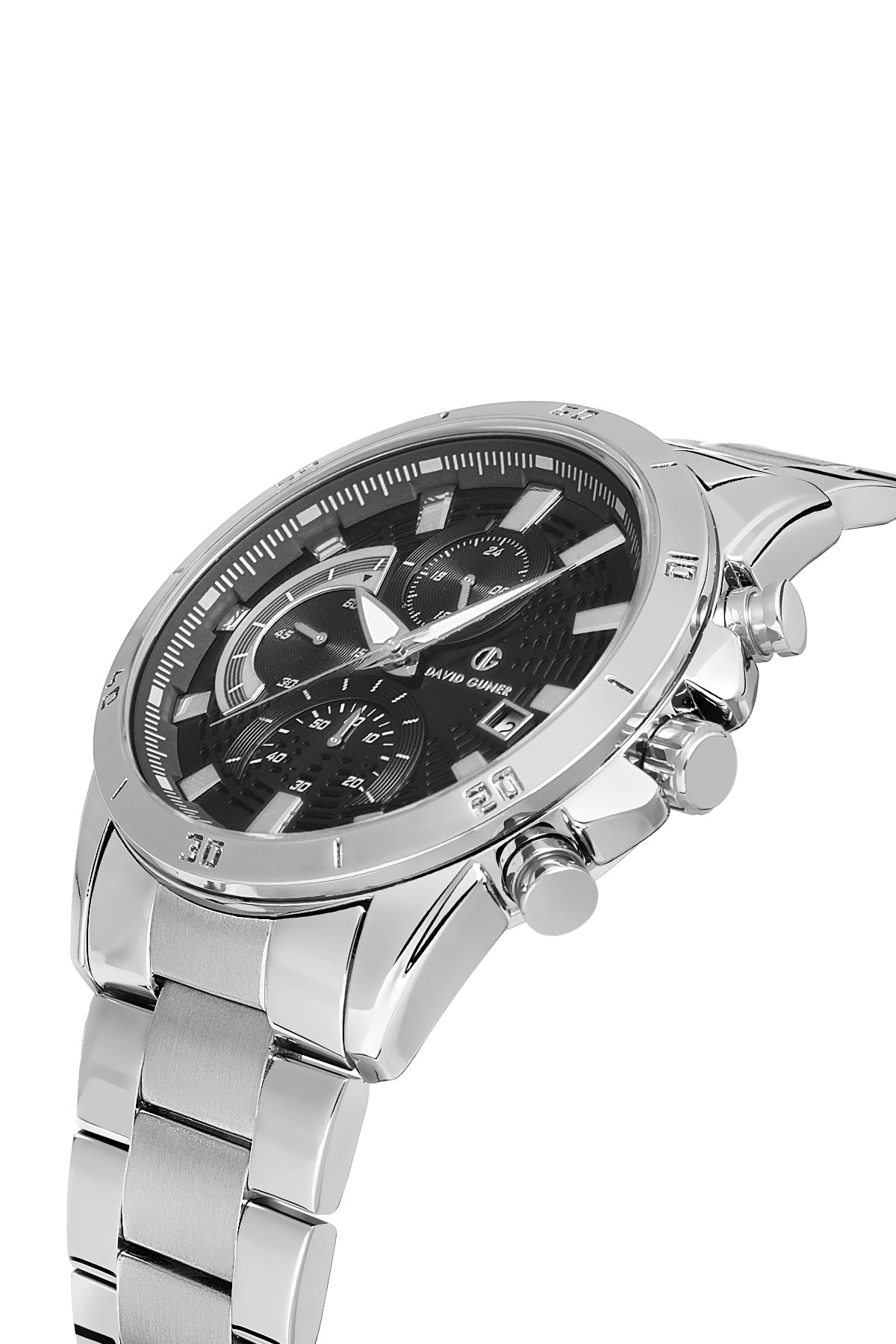 Davıd Guner Silver Plating Black Dial Men's Watch