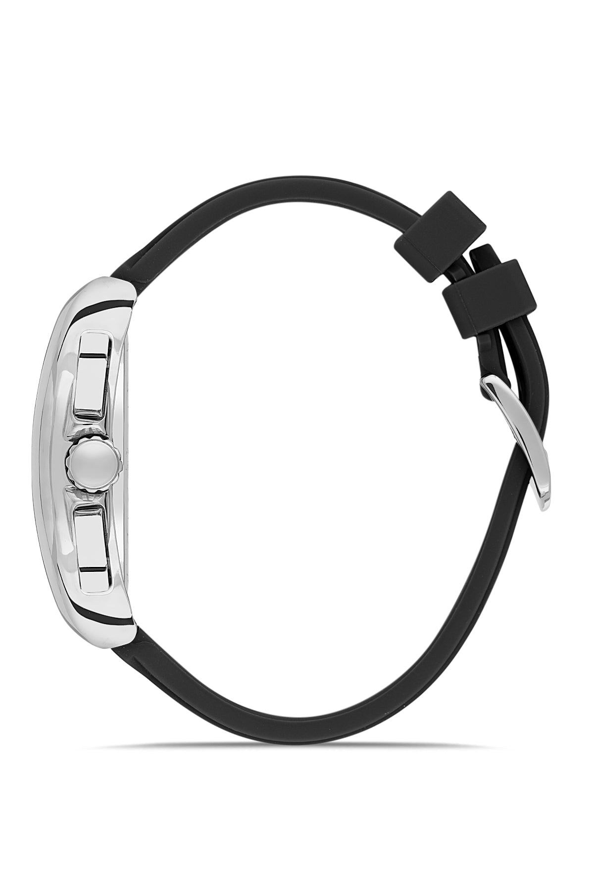 DAVID GUNER Siyah Kadranlı Gümüş Kaplama Silikon Kordonlu Erkek Kol Saati