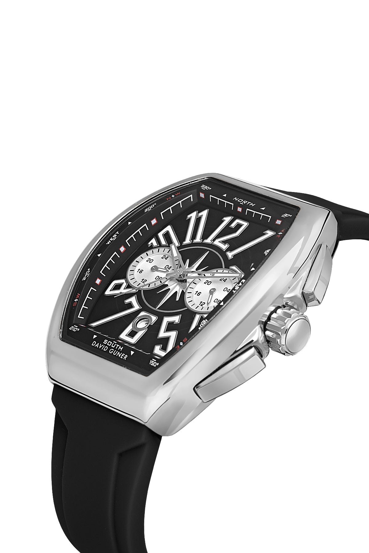 DAVID GUNER Siyah Kadranlı Gümüş Kaplama Silikon Kordonlu Erkek Kol Saati