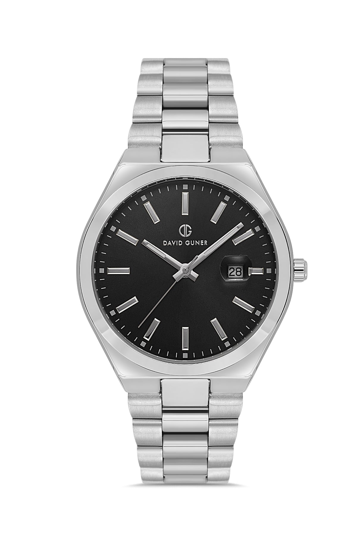 DAVID GUNER GÜMÜŞ KAPLAMALI SİYAH KADRANLI ERKEK KOL SAATİ DG-8697GA-A2