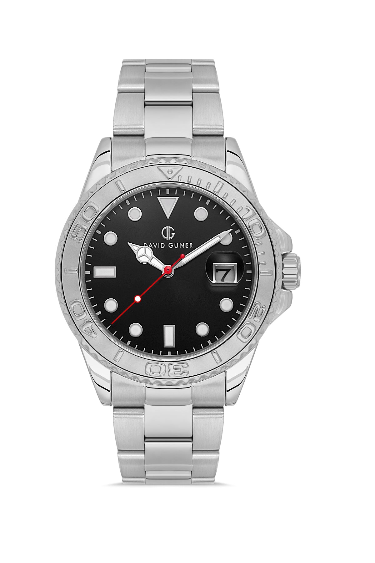 DAVID GUNER GÜMÜŞ KAPLAMALI SİYAH KADRANLI ERKEK KOL SAATİ DG-8712GA-A2