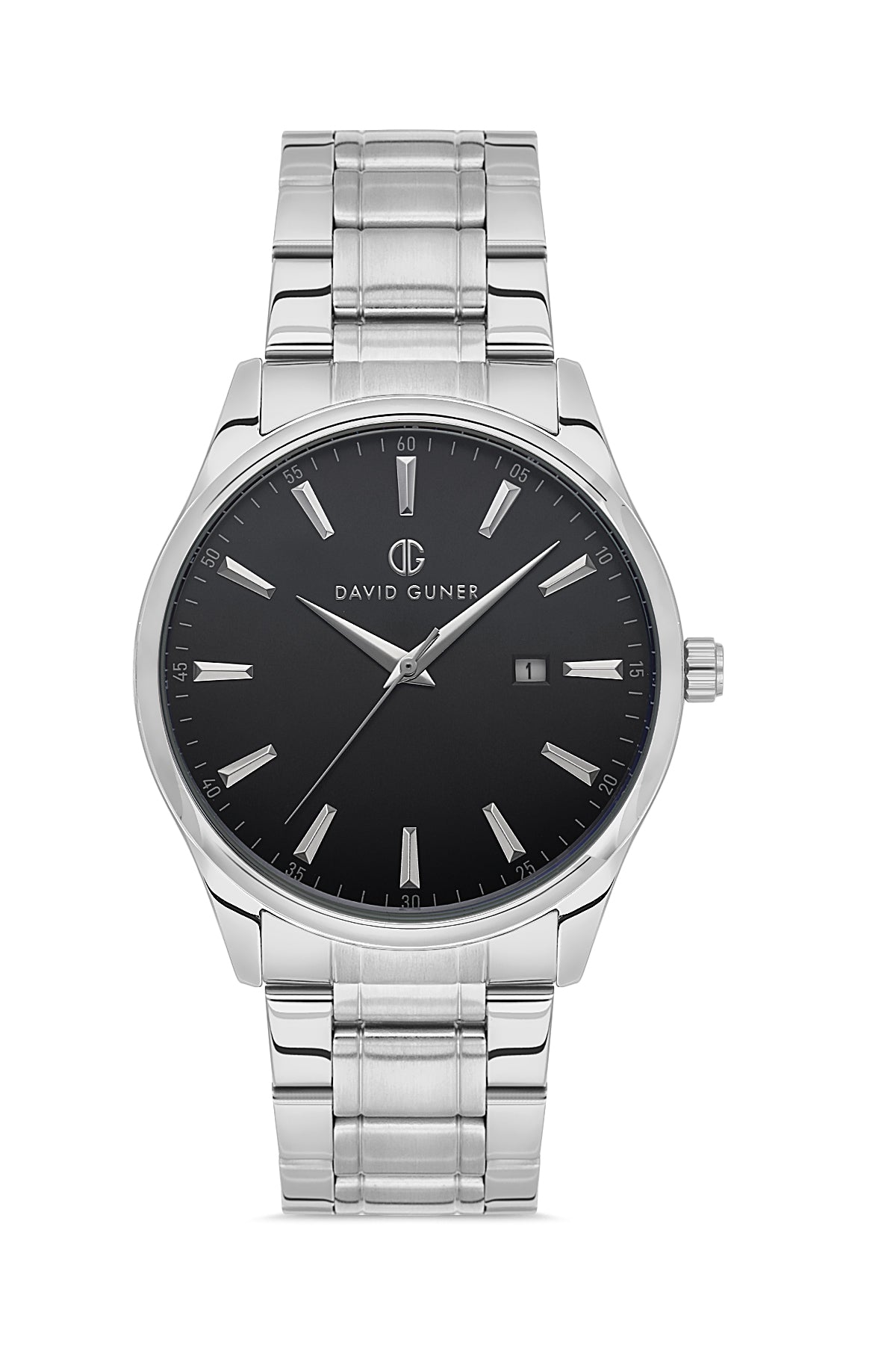 DAVID GUNER GÜMÜŞ KAPLAMALI SİYAH KADRANLI ERKEK KOL SAATİ - DG-8714GA-A2