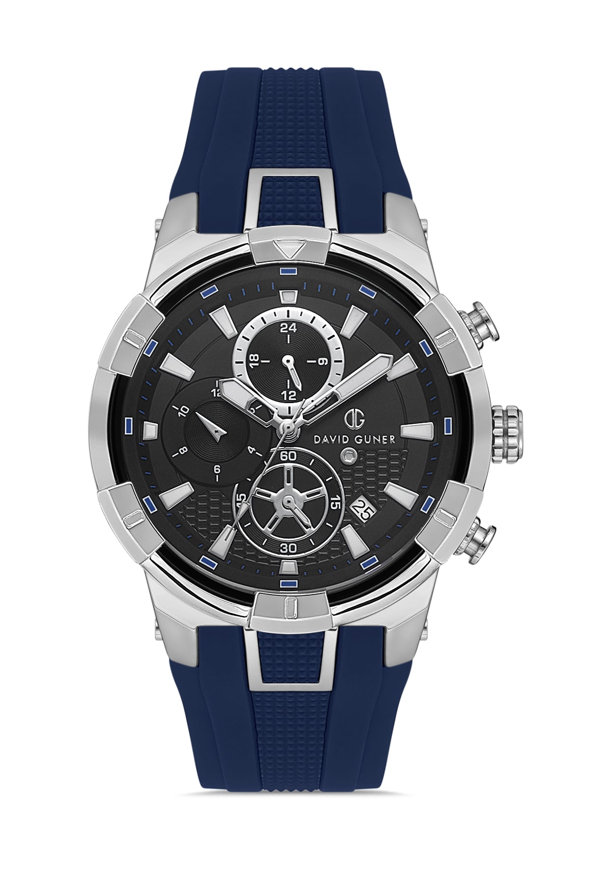 DAVID GUNER GÜMÜŞ KAPLAMALI SİYAH KADRANLI ERKEK KOL SAATİ - DG-8722GD-L2
