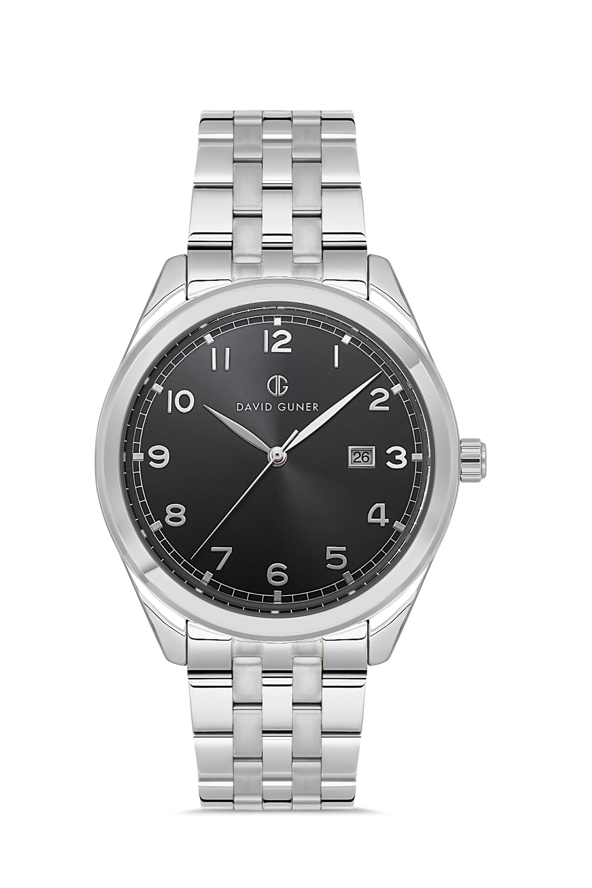 DAVID GUNER GÜMÜŞ KAPLAMALI SİYAH KADRANLI ERKEK KOL SAATİ - DG-8733GA-A2