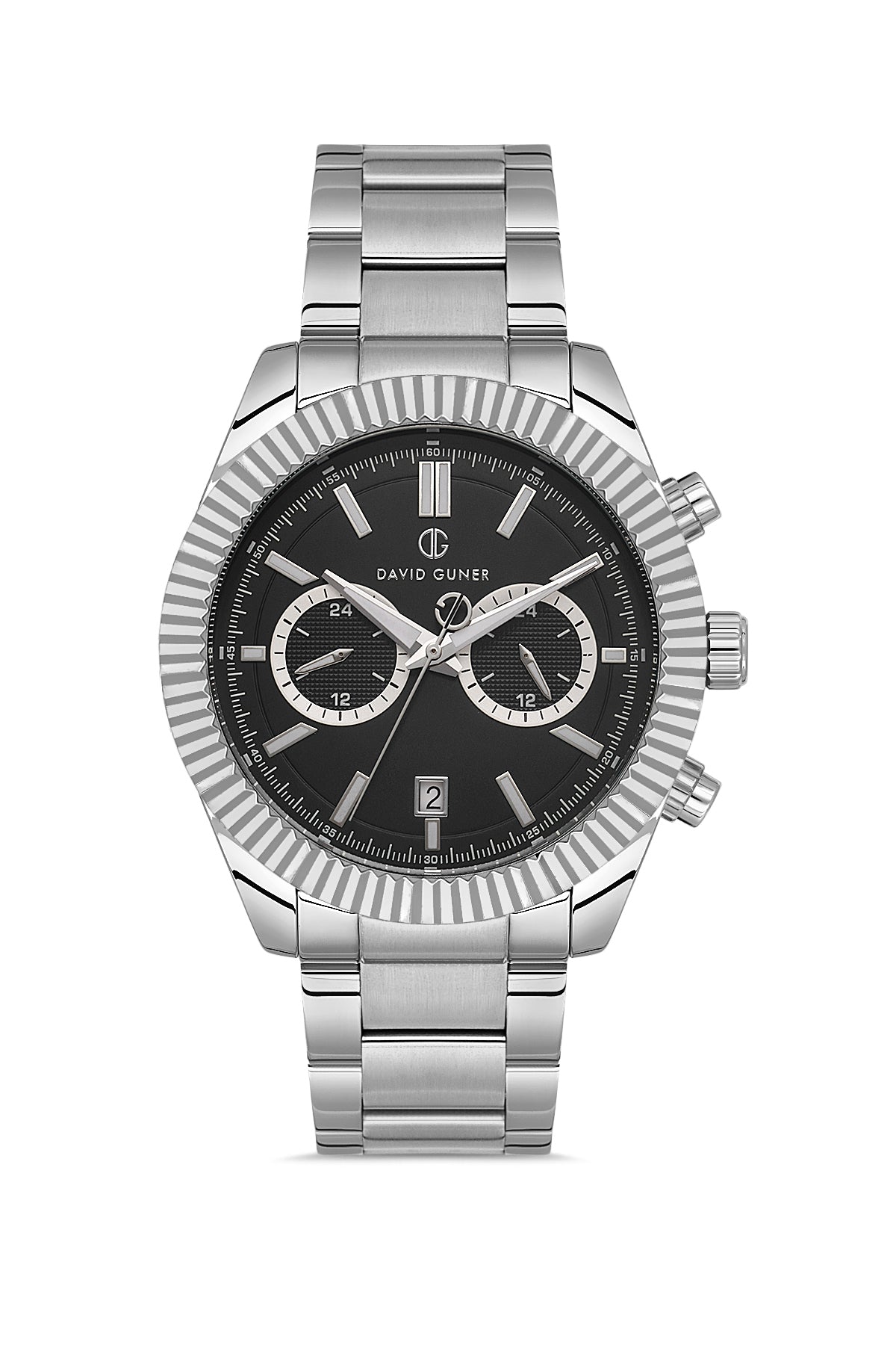 DAVID GUNER Siyah Kadranlı Gümüş Kaplama Erkek Kol Saati