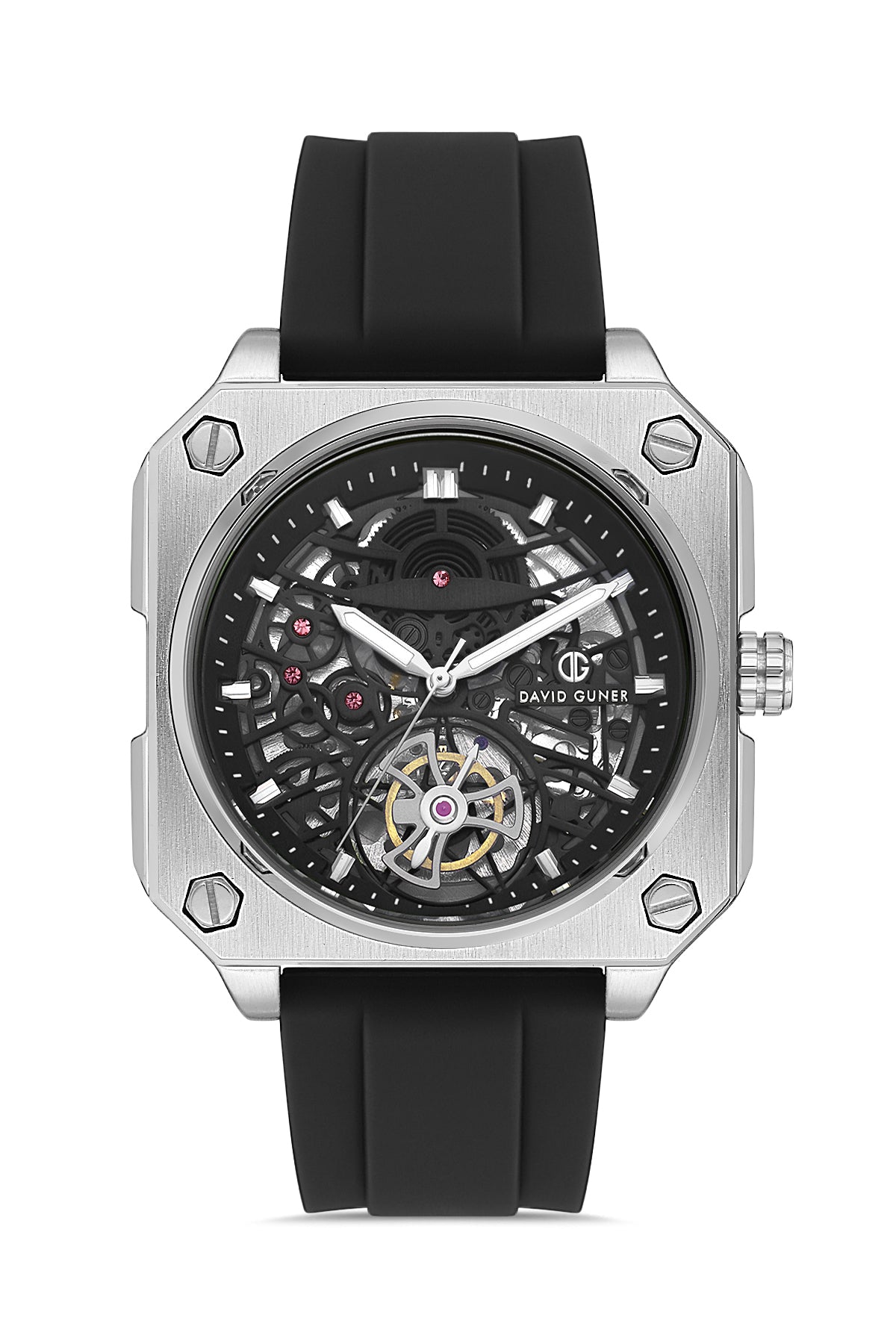 DAVID GUNER Gümüş Kaplamalı Siyah Kadranlı Erkek Kol Saati - DG-8736GD-J2