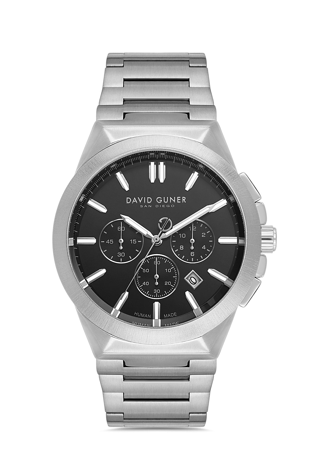DAVID GUNER GÜMÜŞ KAPLAMALI SİYAH KADRANLI ERKEK KOL SAATİ DG-8864GA-A2