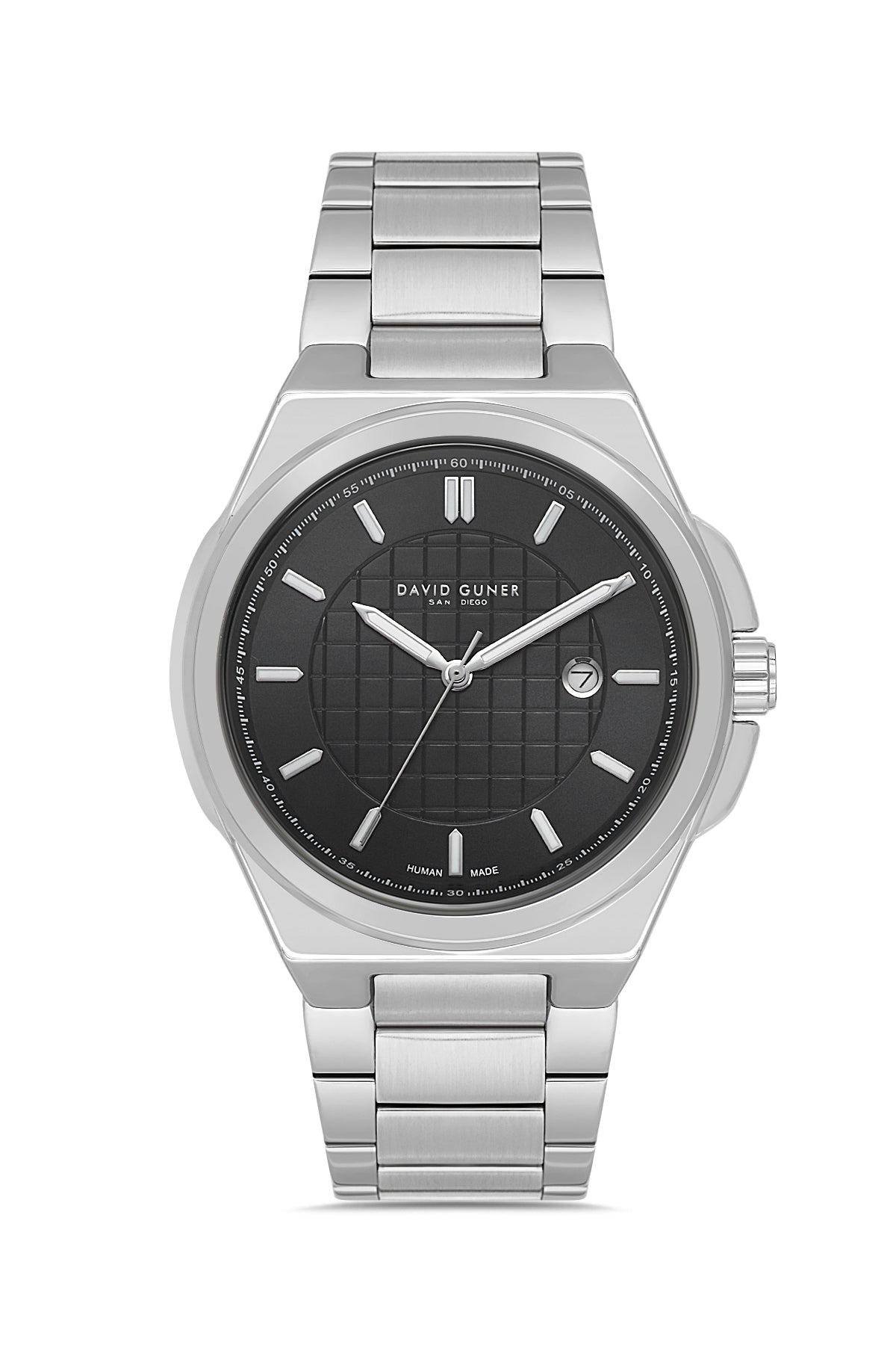 DAVID GUNER GÜMÜŞ KAPLAMALI SİYAH KADRANLI ERKEK KOL SAATİ DG-8870GA-A2